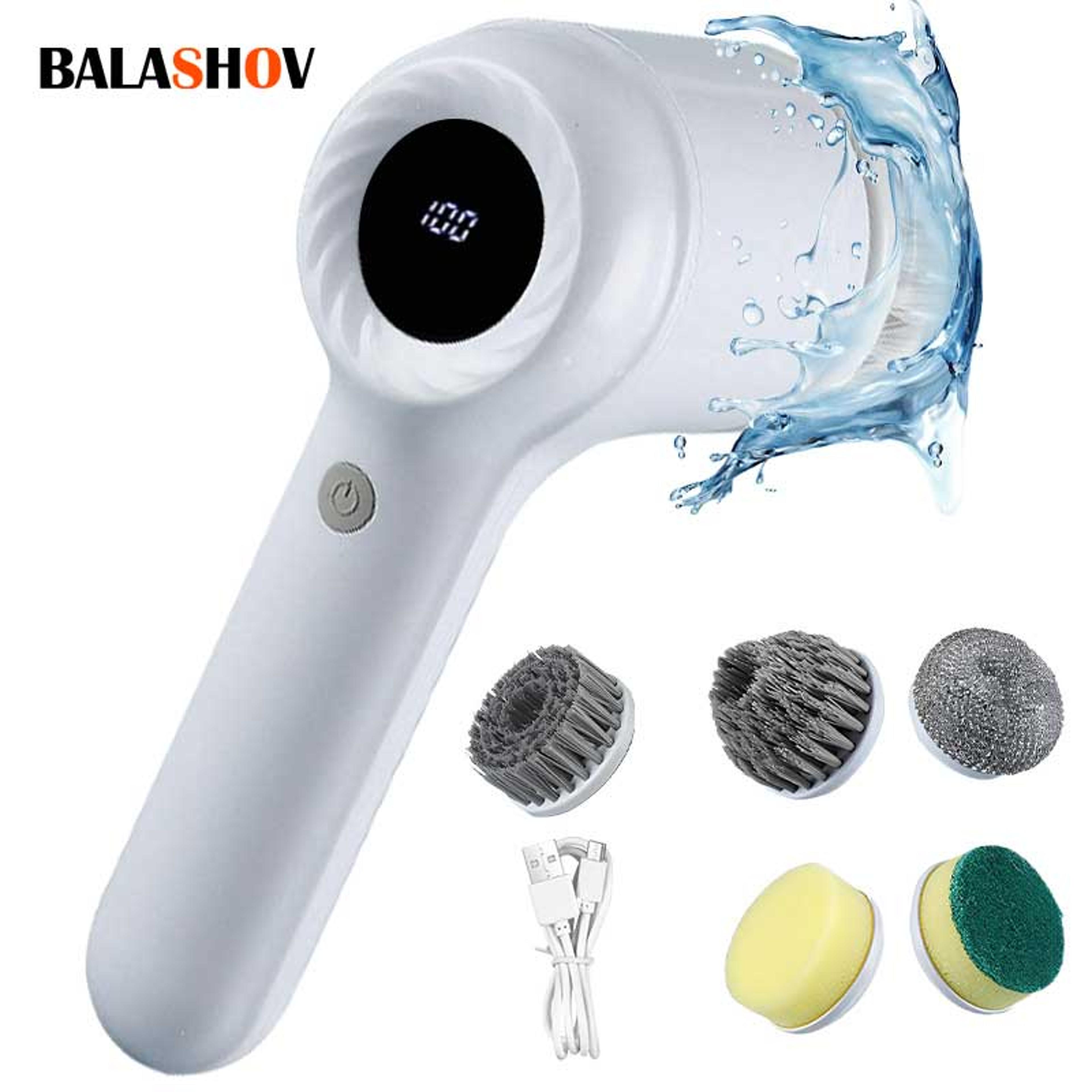 usb rechargeable electric spin scrubber with 5 brush heads for bathroom, kitchen & tile cleaning