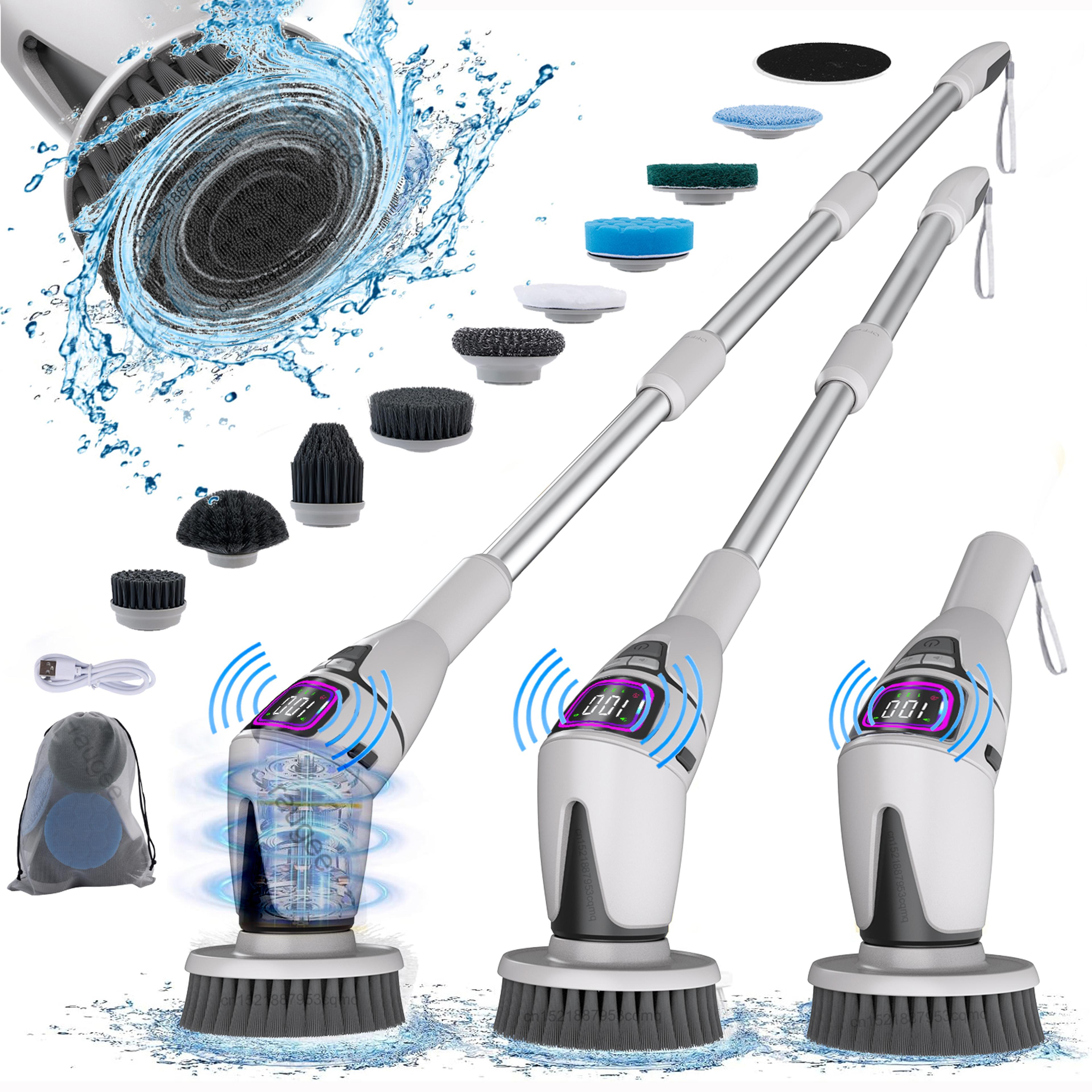 electric spin scrubber cordless cleaning brush for bathroom, kitchen & tile cleaning