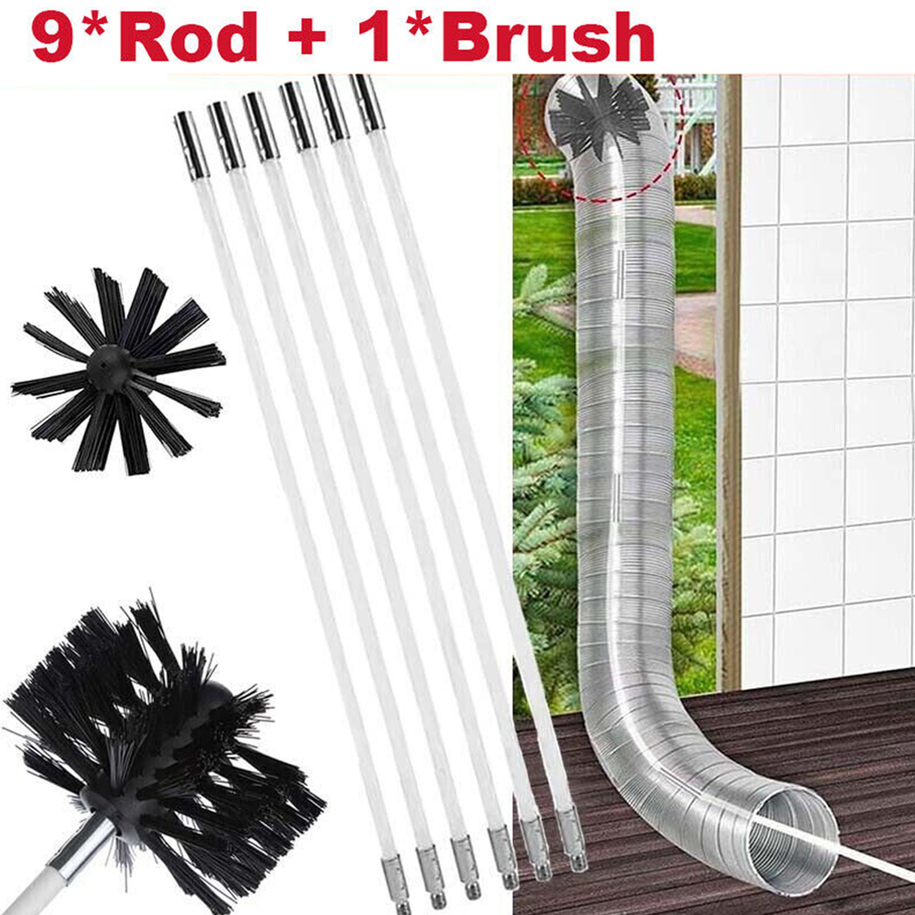 flexible chimney sweep kit with rotary chimney cleaning brush & flexible rods for fireplace flue cleaning
