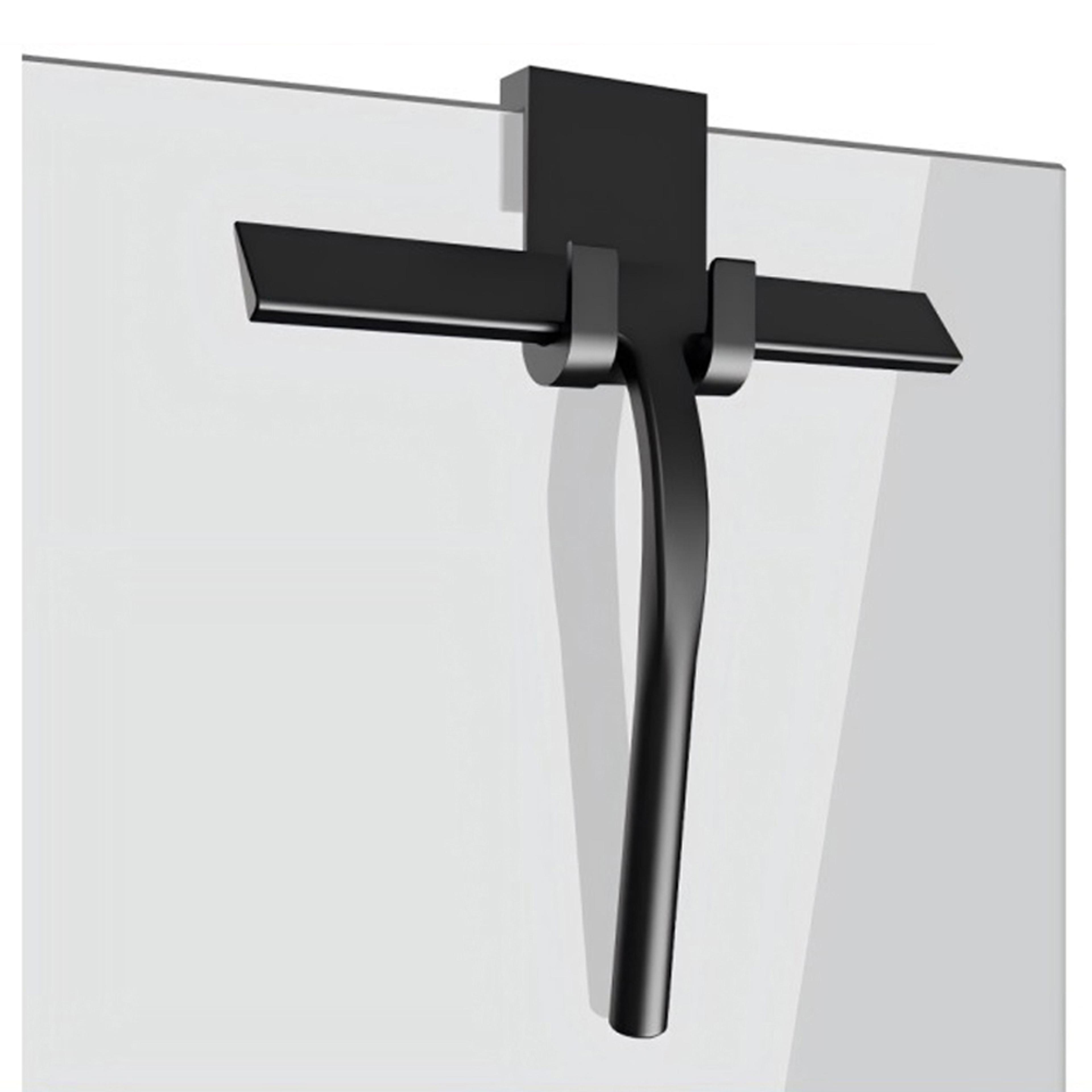 silicone shower squeegee with holder for glass shower doors, mirrors & bathroom cleaning