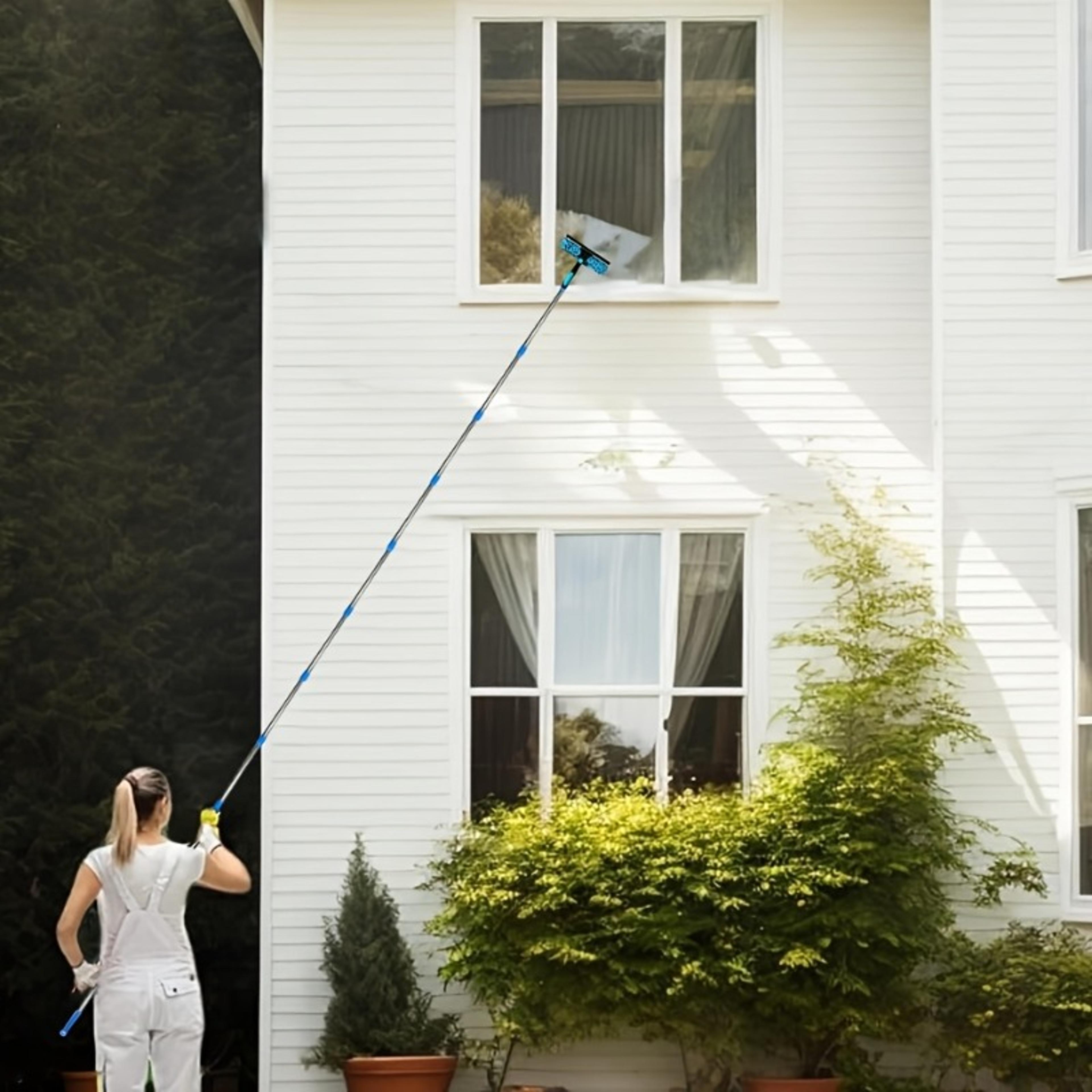 window cleaning tool with extendable pole & window squeegee for streak-free glass cleaning