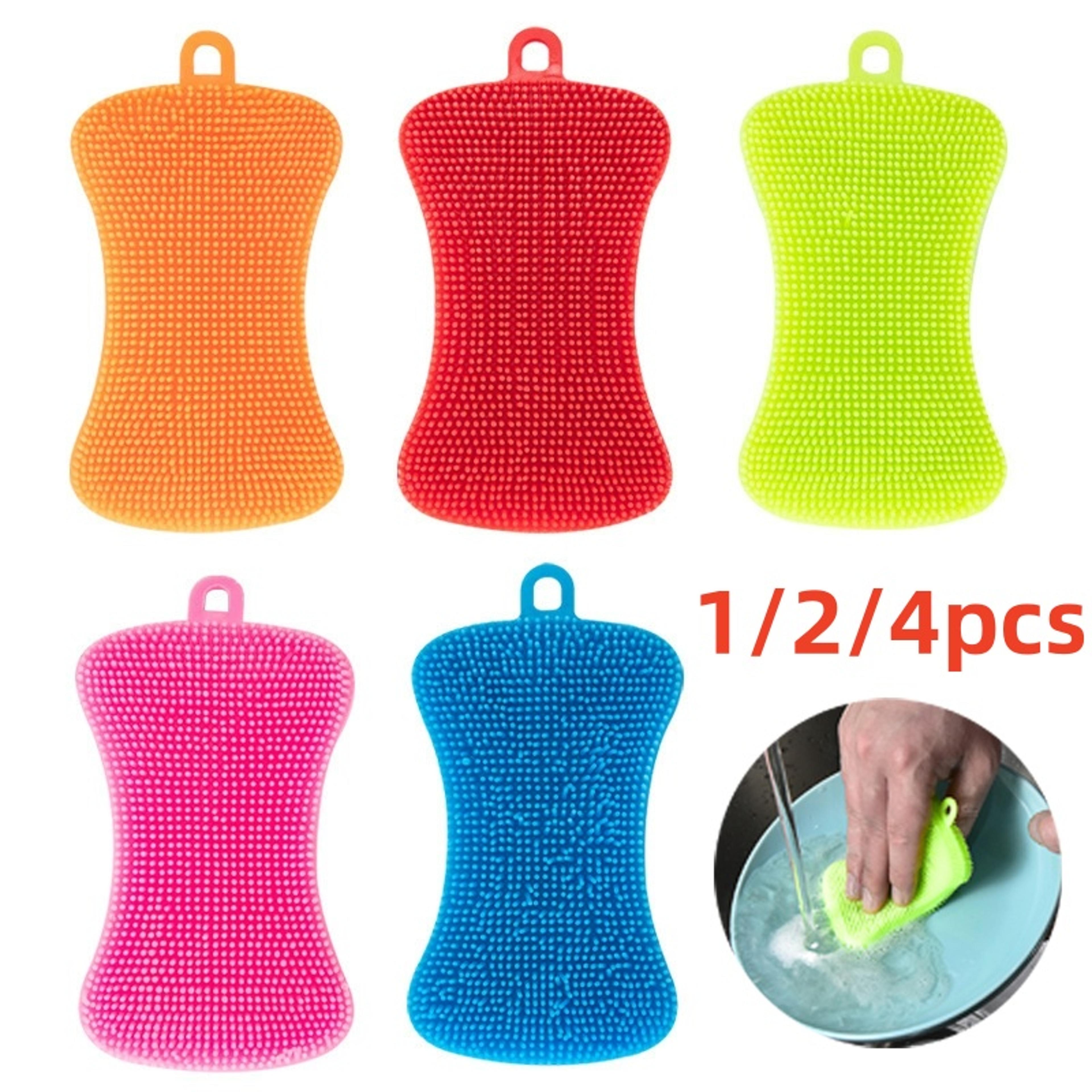 reusable silicone dish scrubber non scratch kitchen cleaning sponge for dishes pots and pans