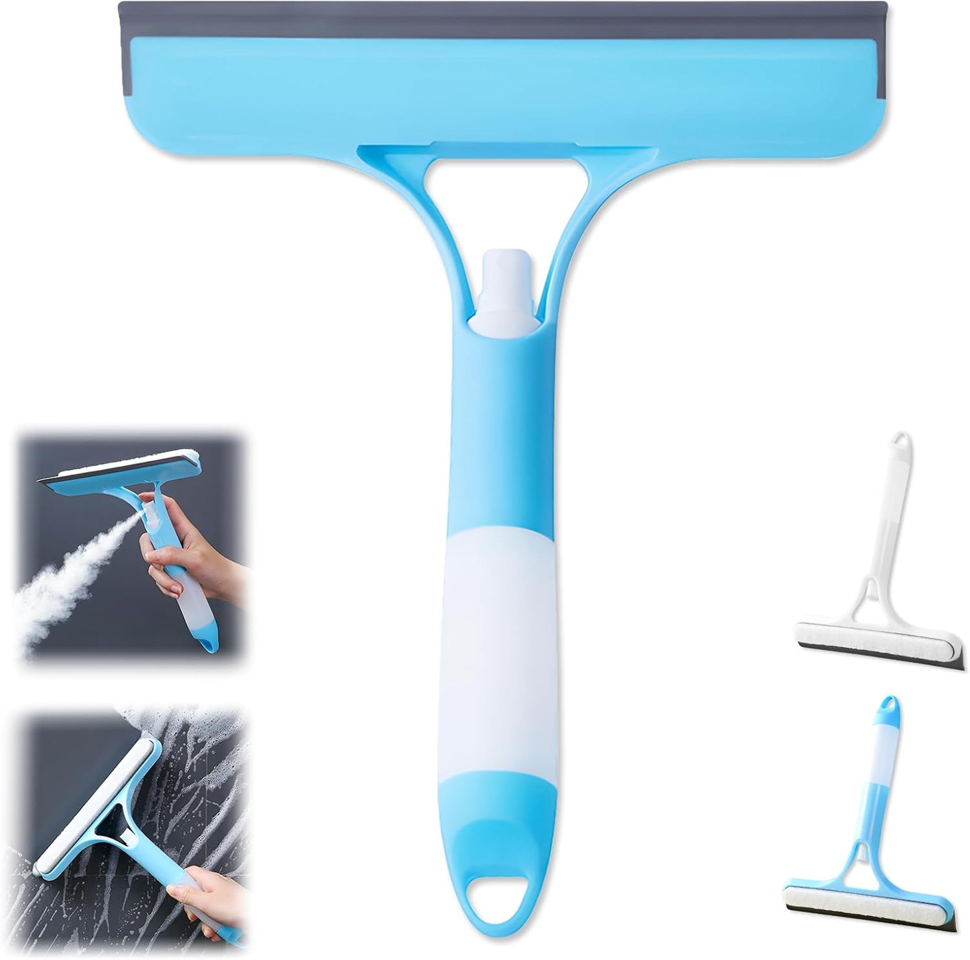 window squeegee with spray bottle for streak free glass, mirrors & tiles
