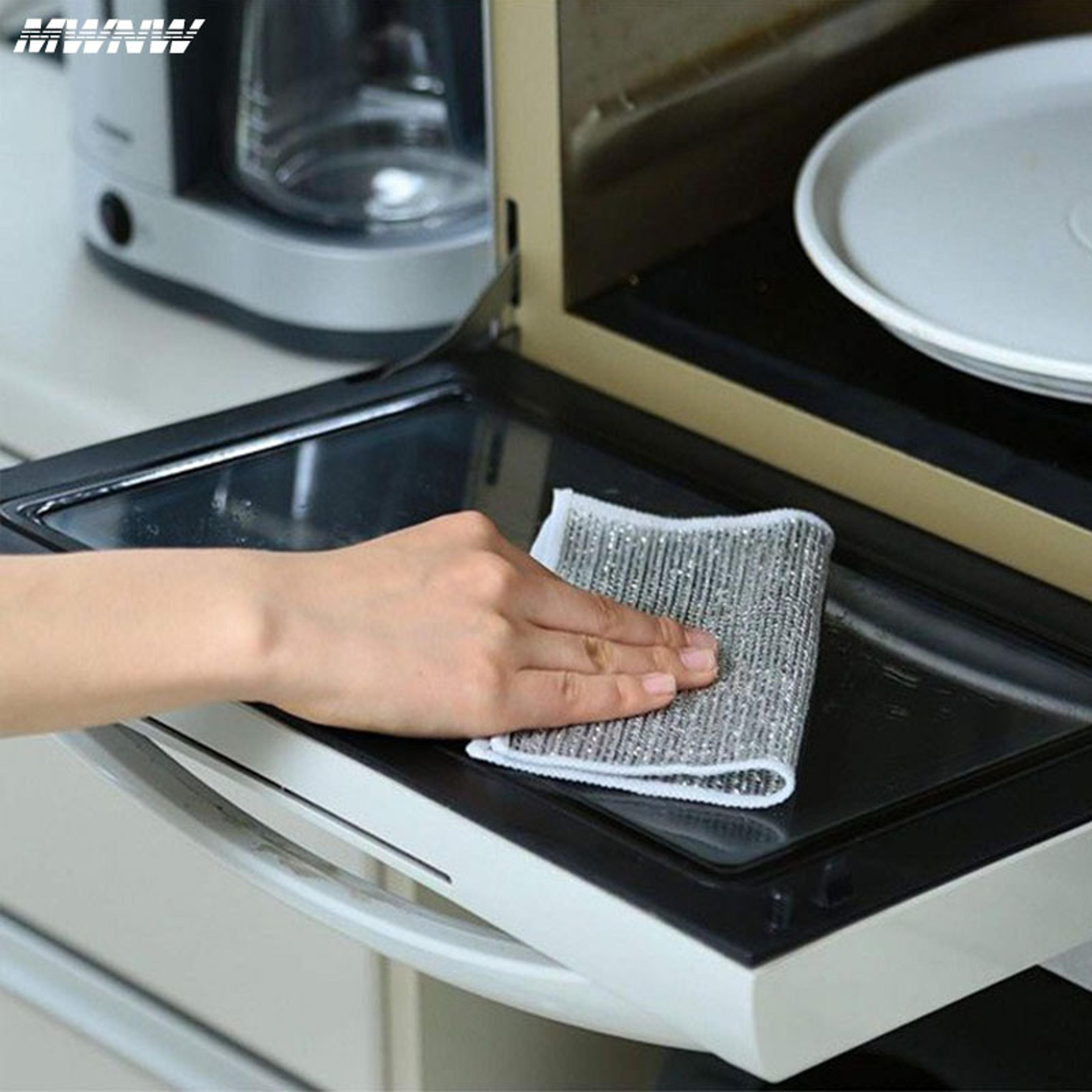 wire dishcloth microfiber kitchen cleaning cloth set with built in sponge for tough grease & daily cleaning