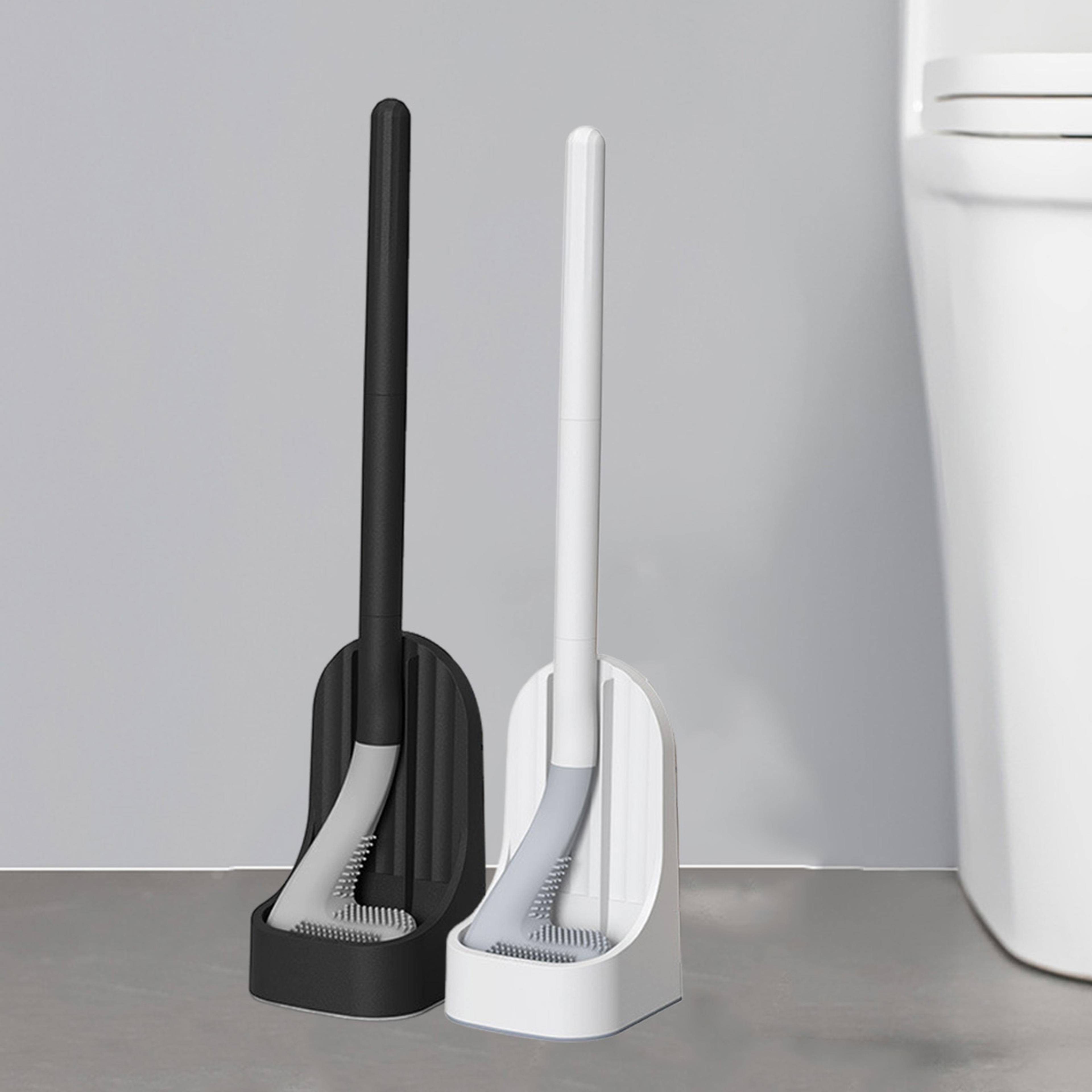 silicone toilet brush with holder wall mounted quick drain bathroom cleaning set