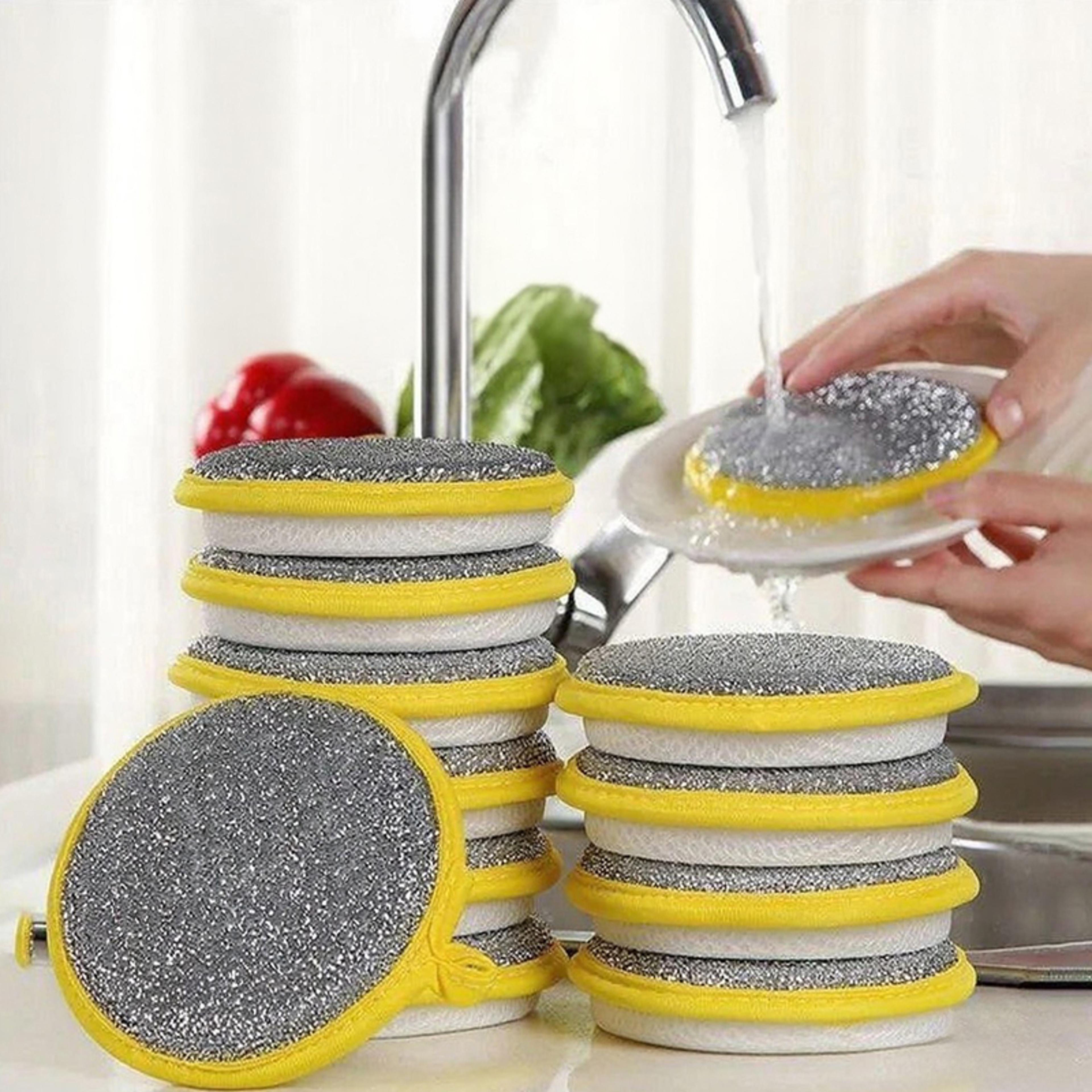 reusable dishwashing sponge double sided kitchen cleaning scrubber for dishes & cookware