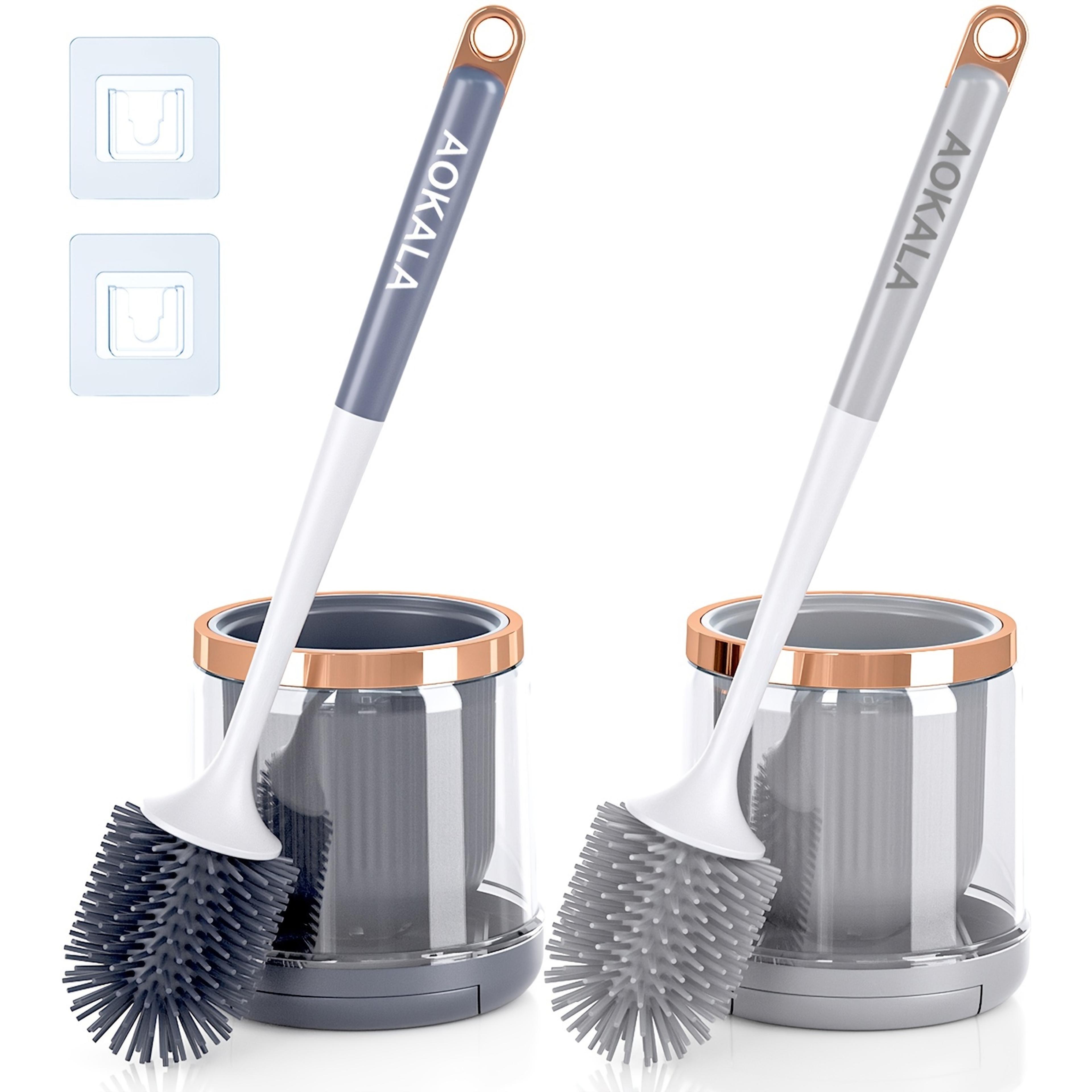 silicone toilet brush with holder & tweezers long handle bathroom cleaning set