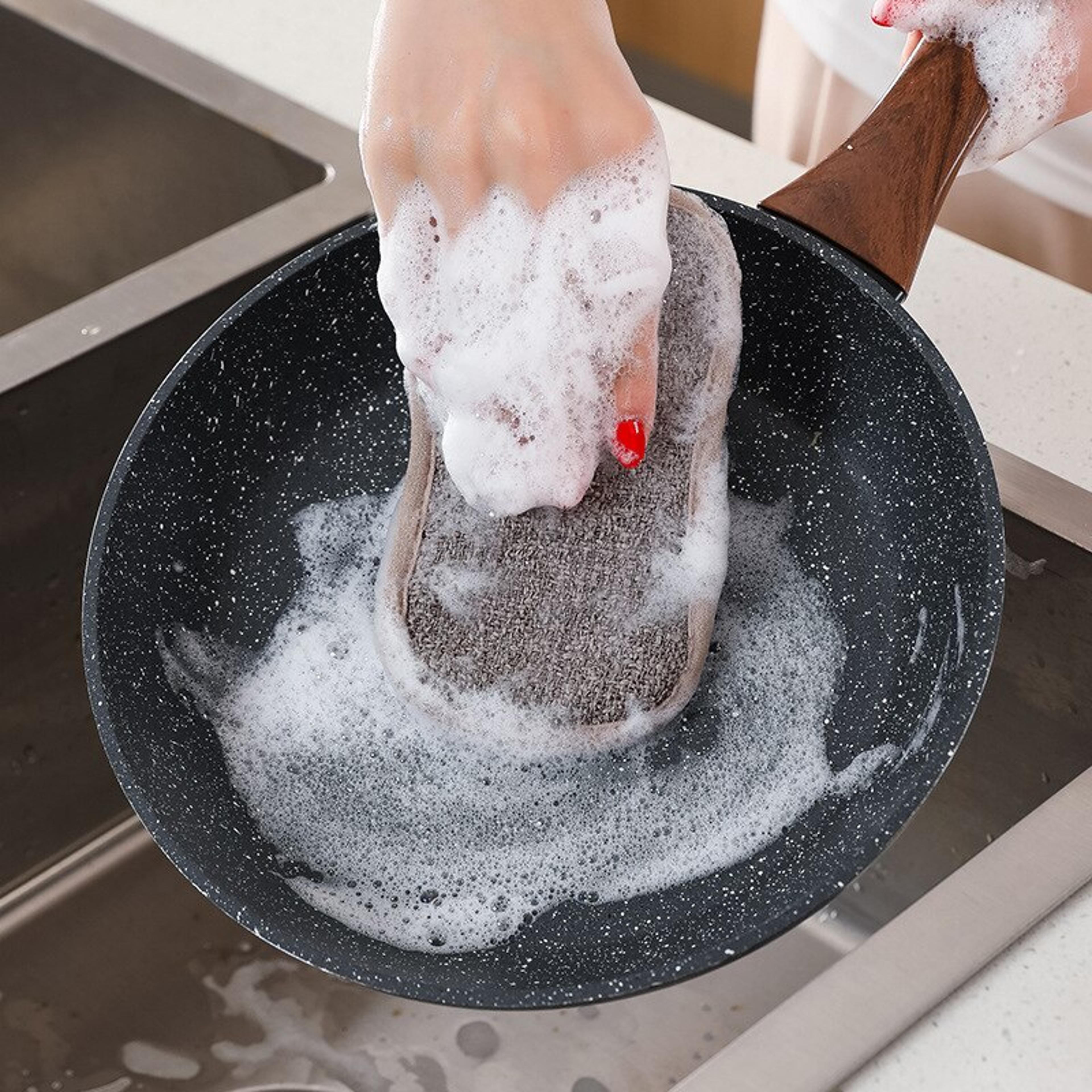 microfiber cleaning sponge double sided scrub sponges for dishwashing & kitchen cleaning