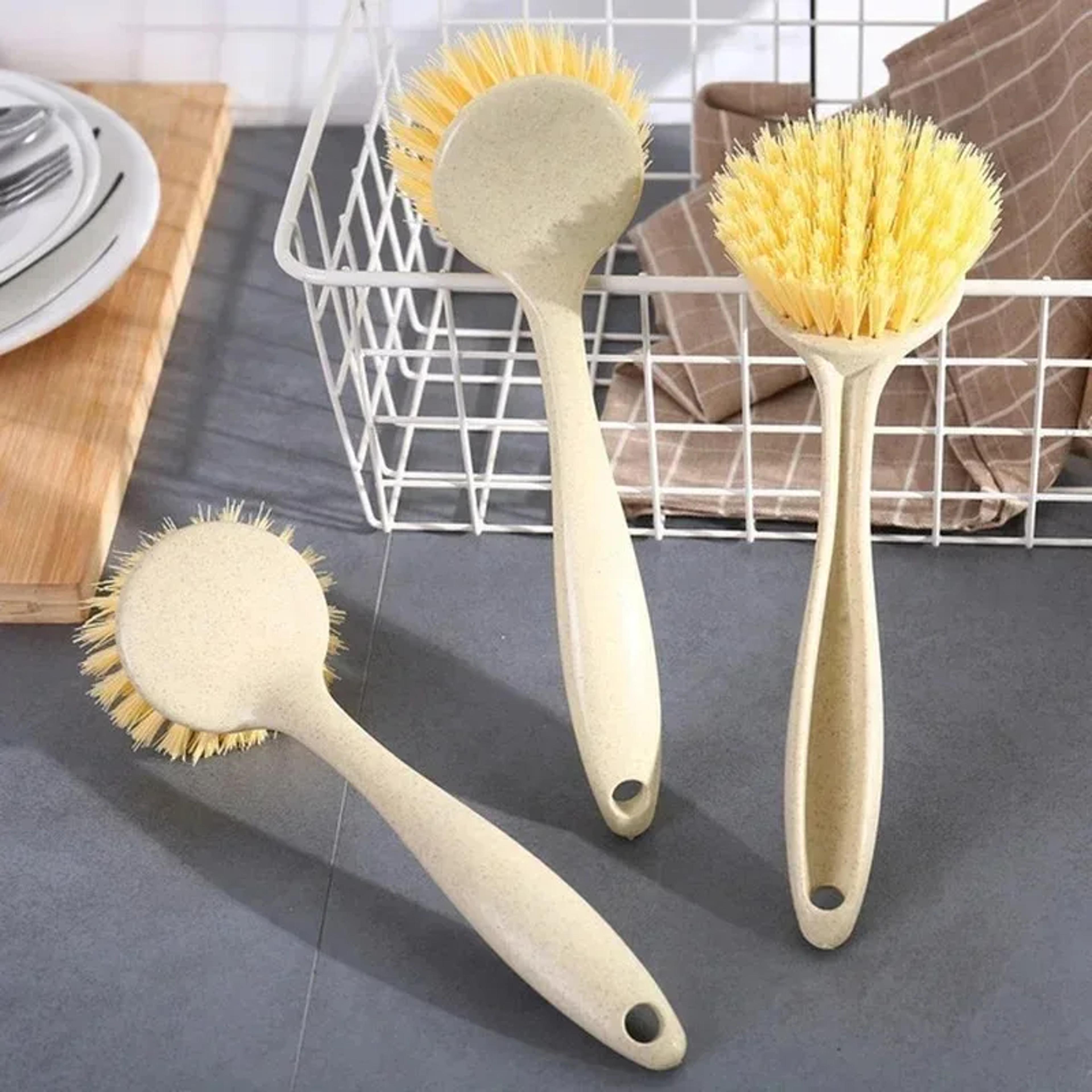 long handle dish washing brush for pots, pans, sink & stove heavy duty kitchen scrub brush