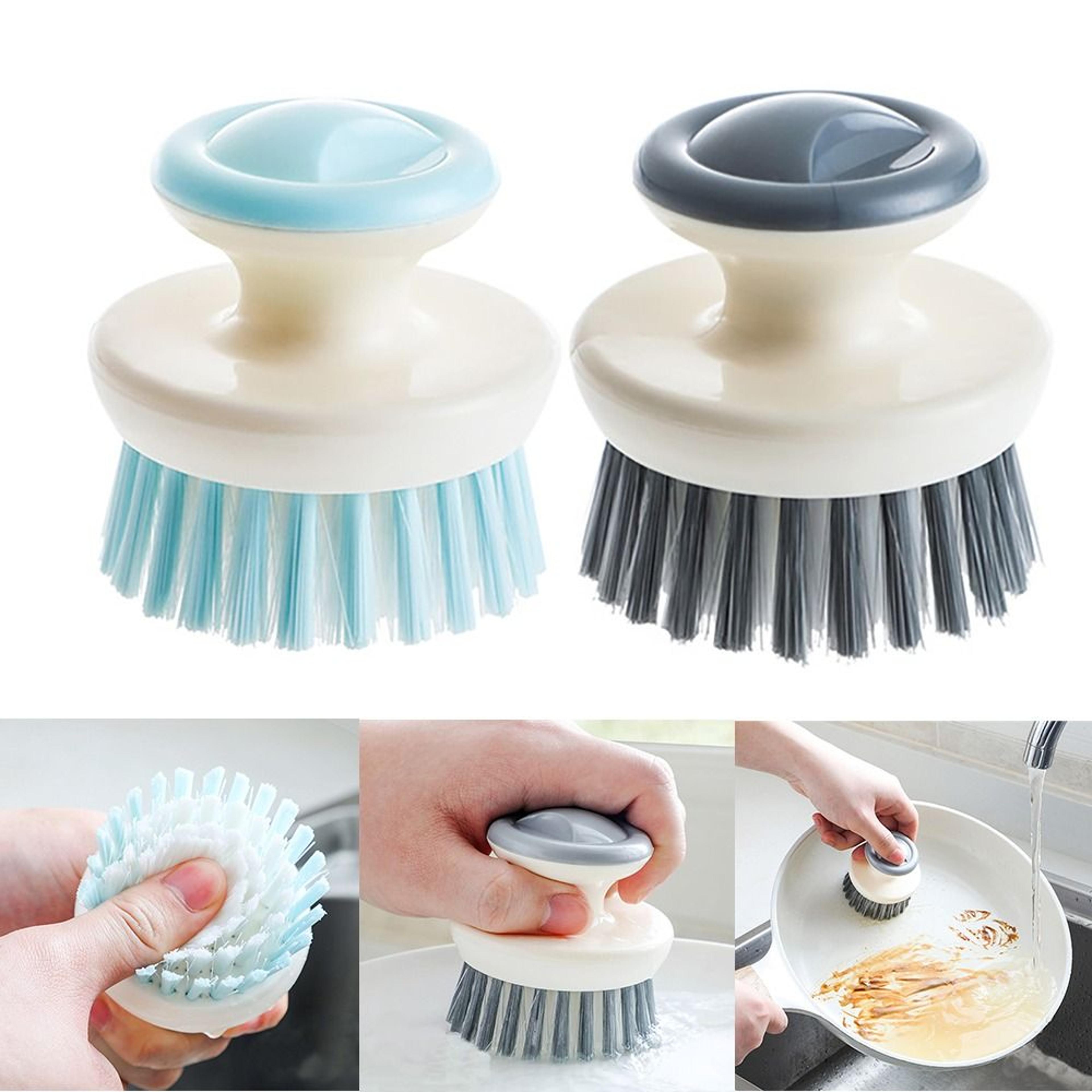 heavy duty dish brush with ergonomic handle for pots, pans & kitchen cleaning