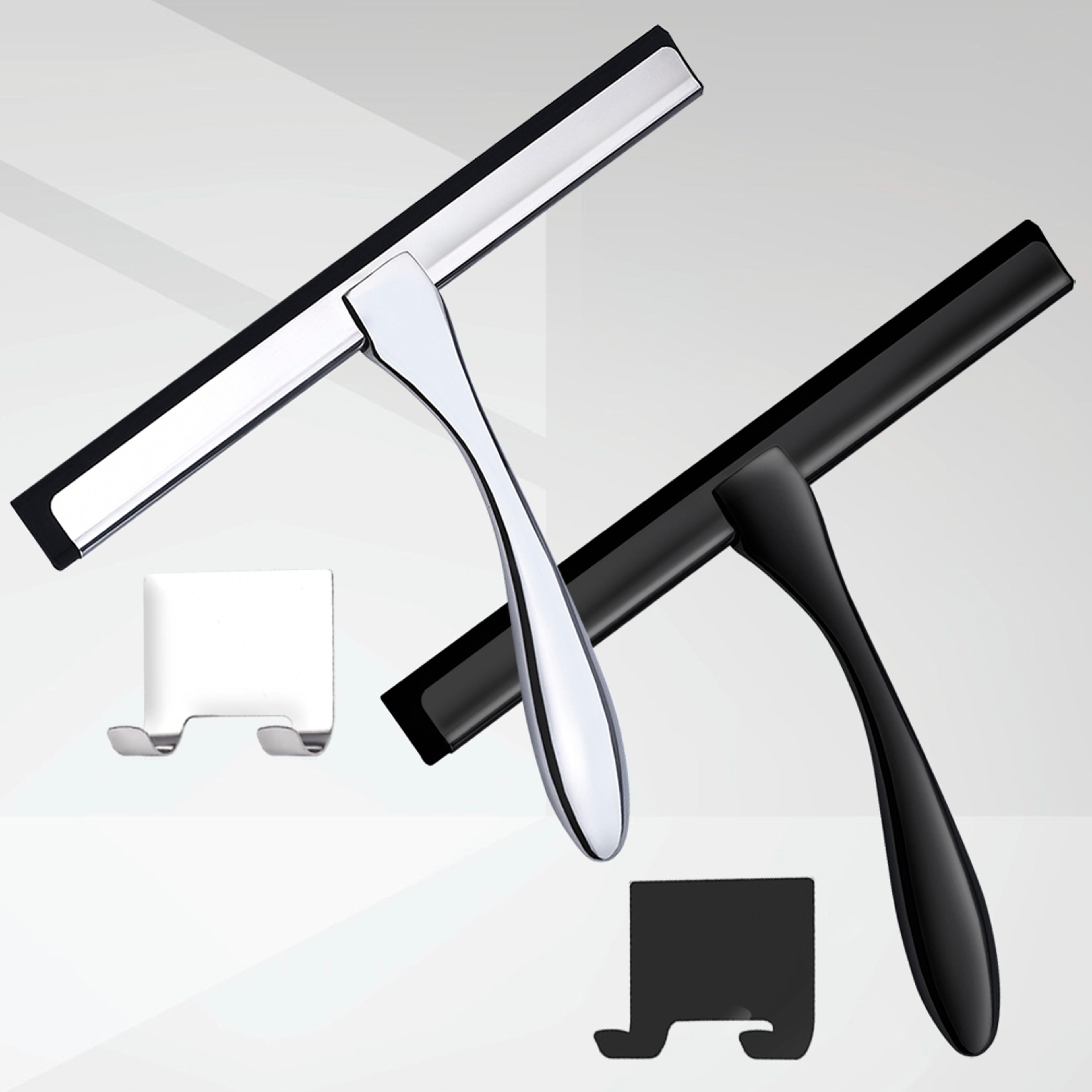 shower squeegee stainless steel glass squeegee with silicone blade for bathroom, windows & mirrors