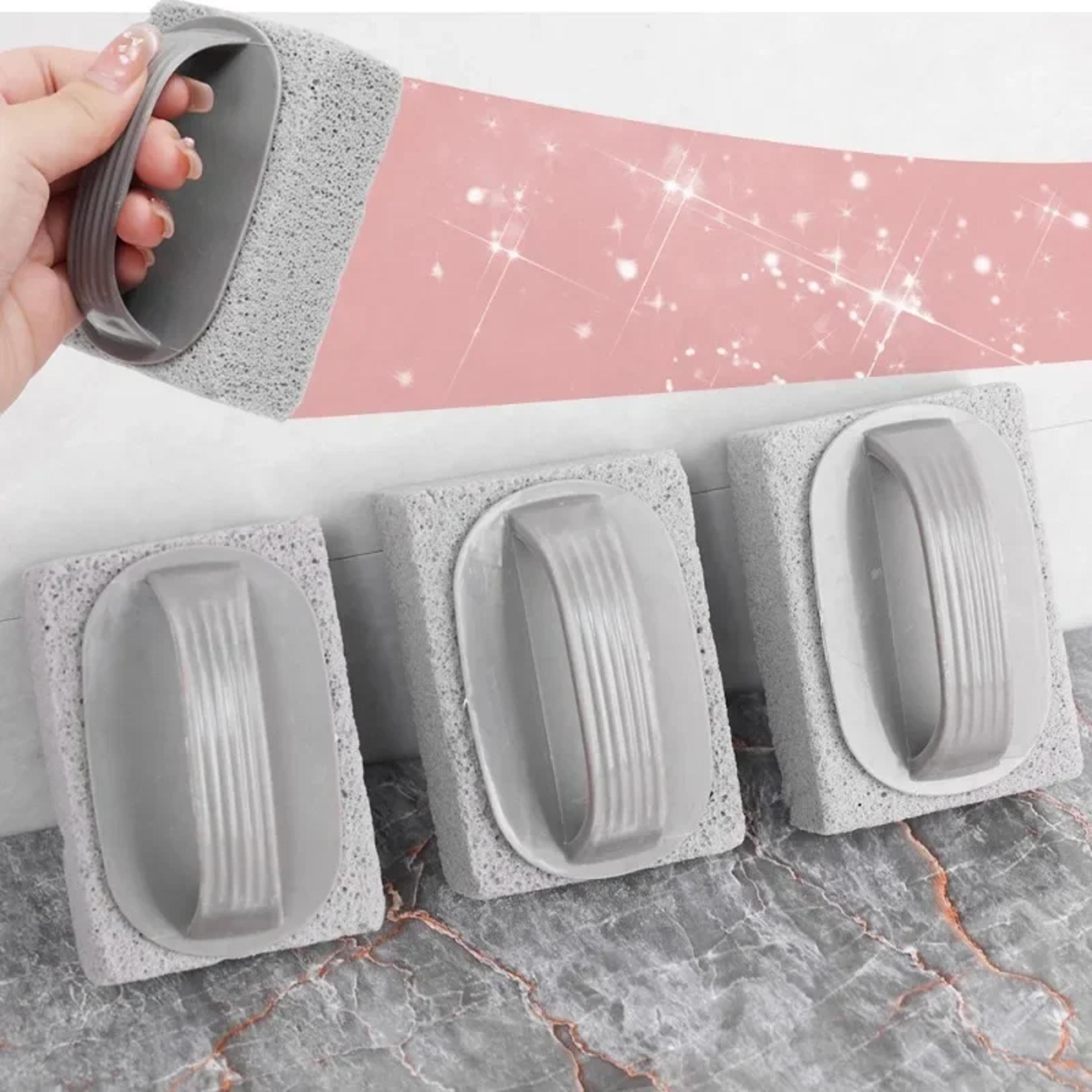 heavy duty pumice stone cleaning brush for pool tile, kitchen sink & calcium remover