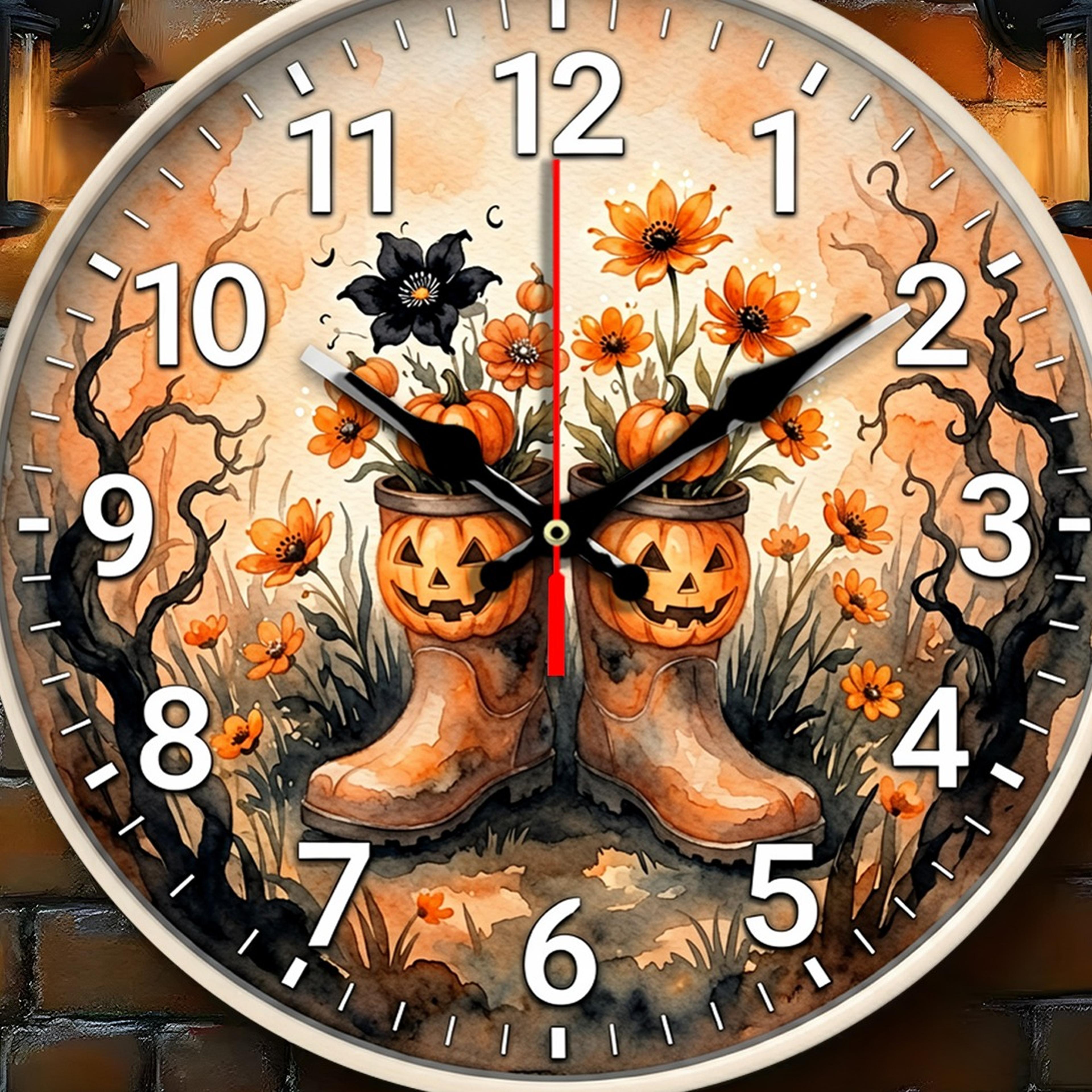funny pumpkin rain boots silent wall clock inch decorative battery operated wall decor