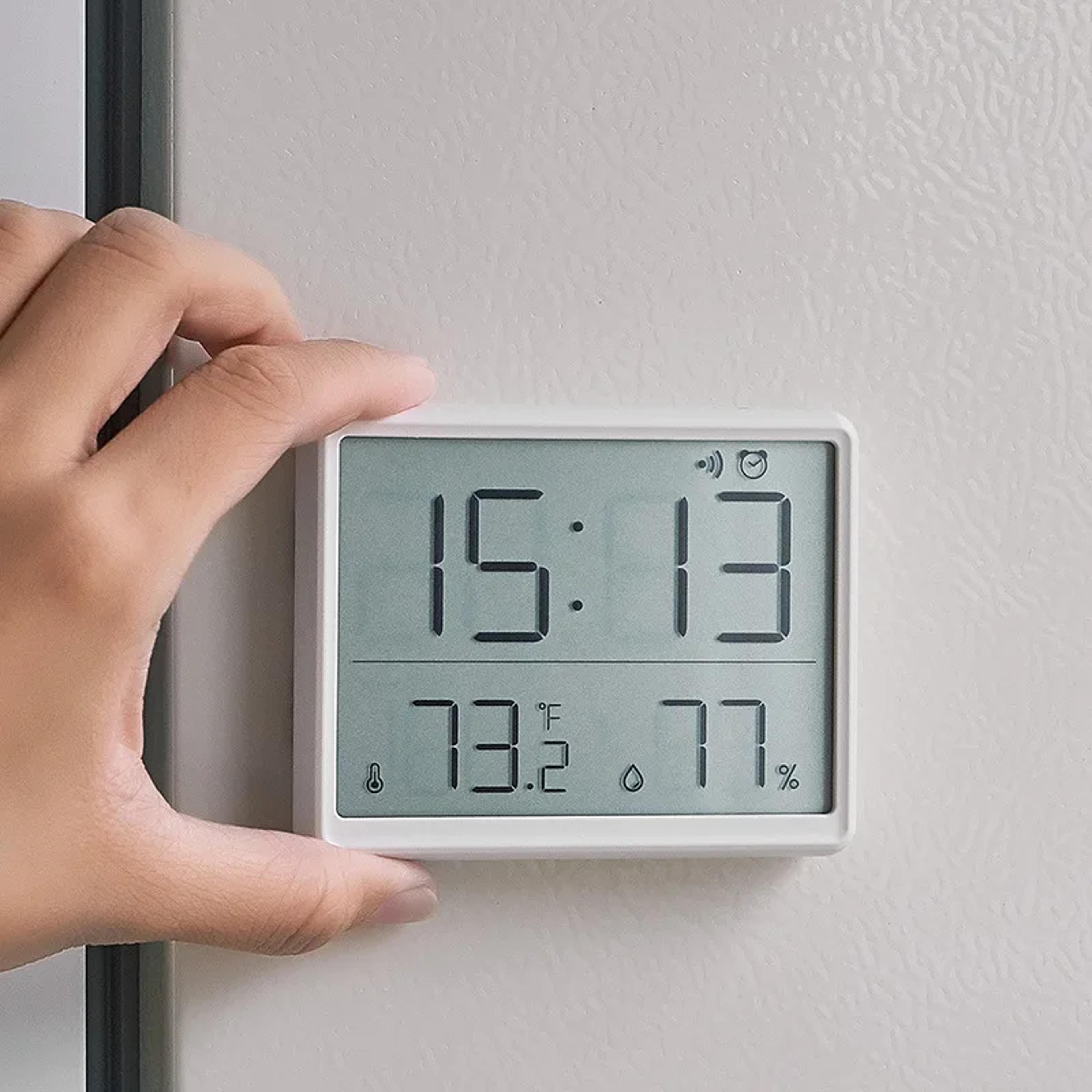 digital alarm clock with temperature and humidity monitor magnetic lcd desk wall clock