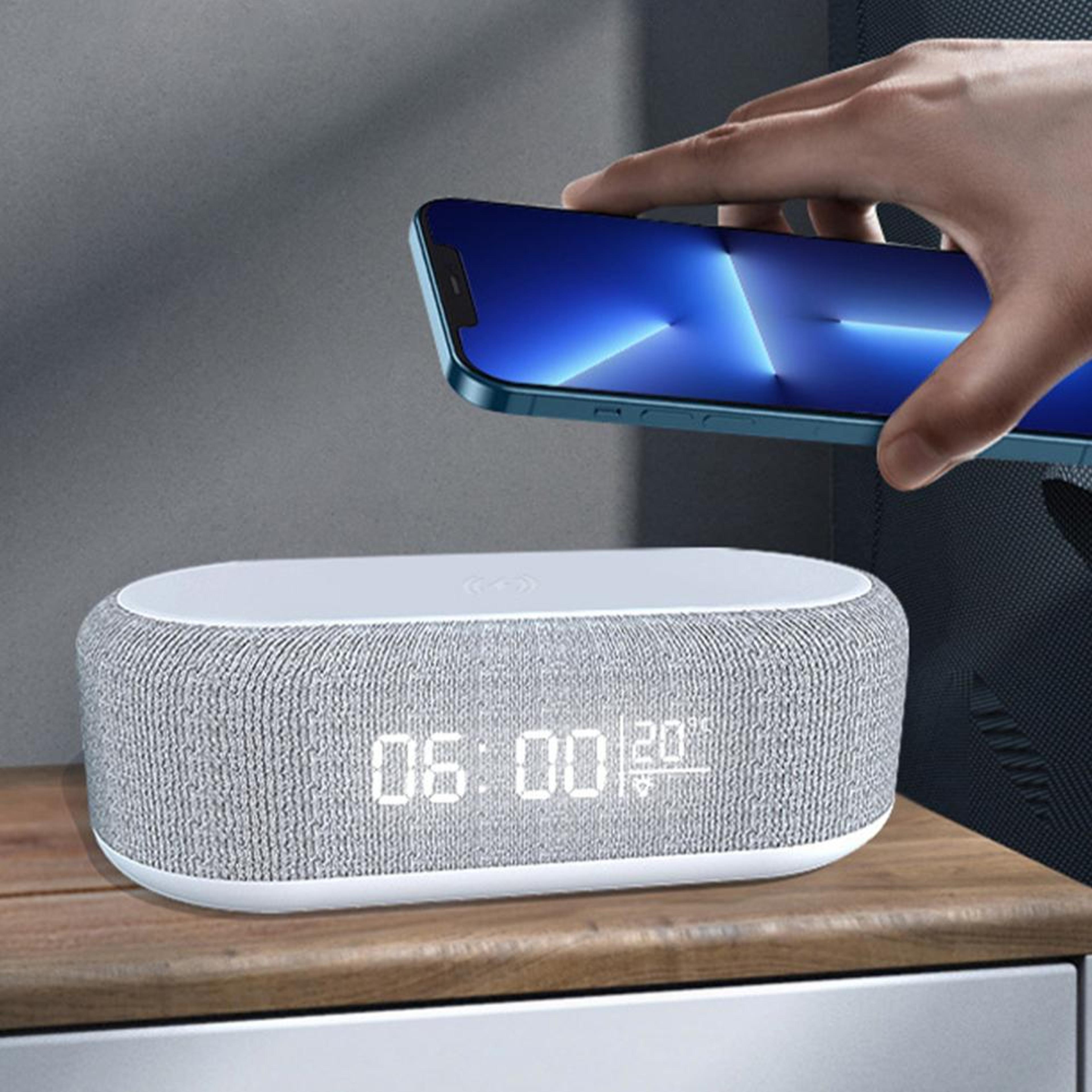sunrise wireless charging alarm clock with dimmable led display for bedside