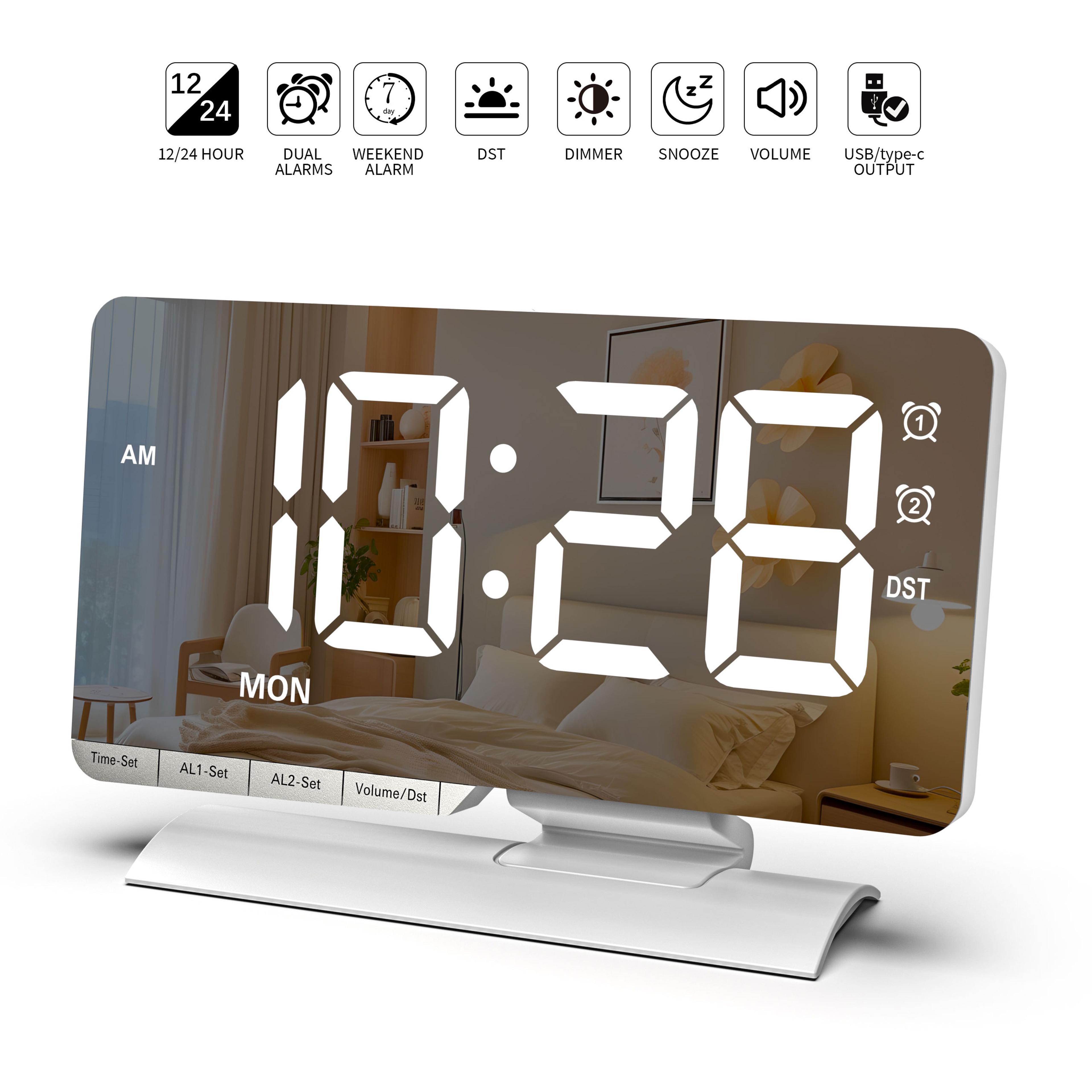 smart adhan prayer clock with large led display, auto dimming & digital alarm for home and bedroom