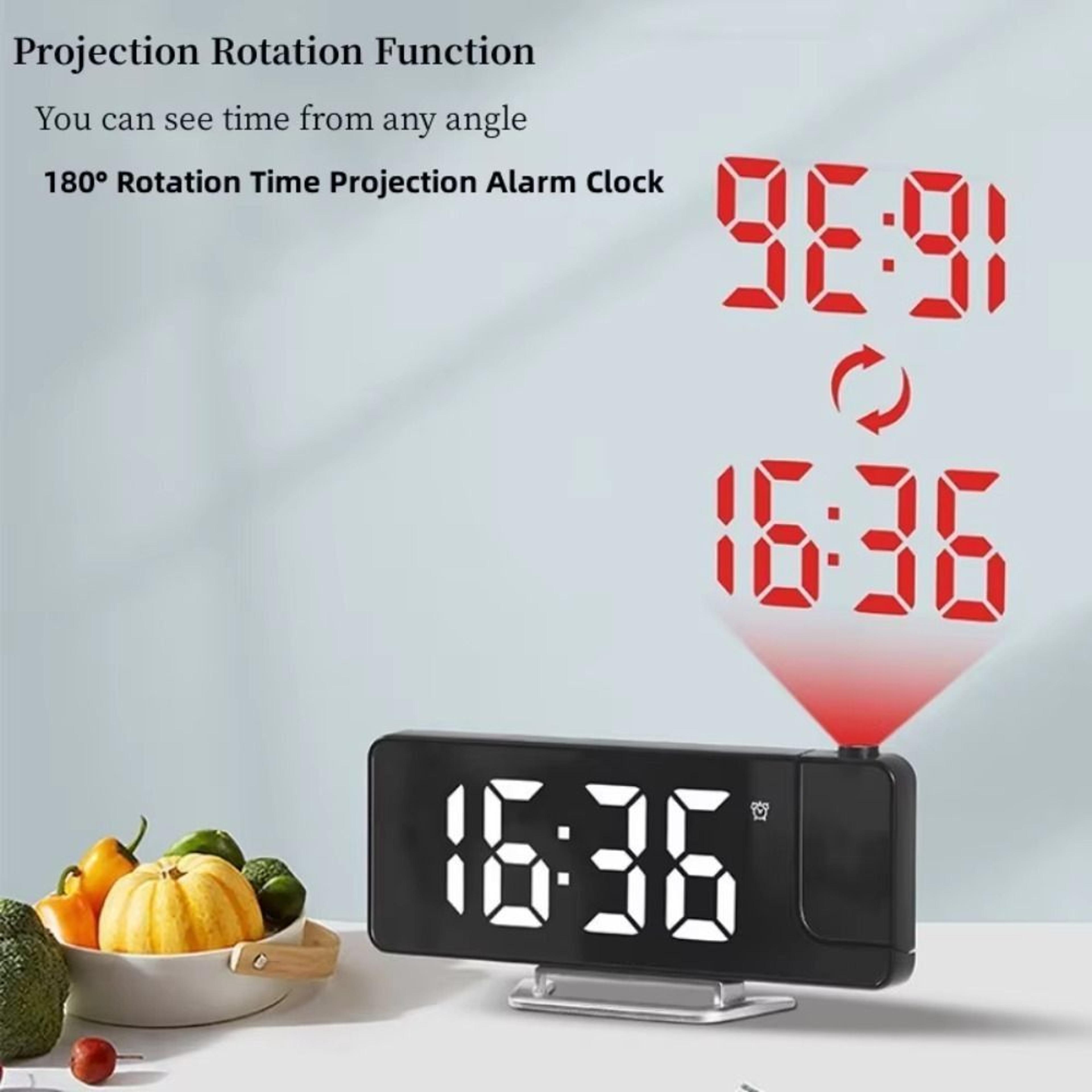rotating projection alarm clock with date temperature display and adjustable brightness