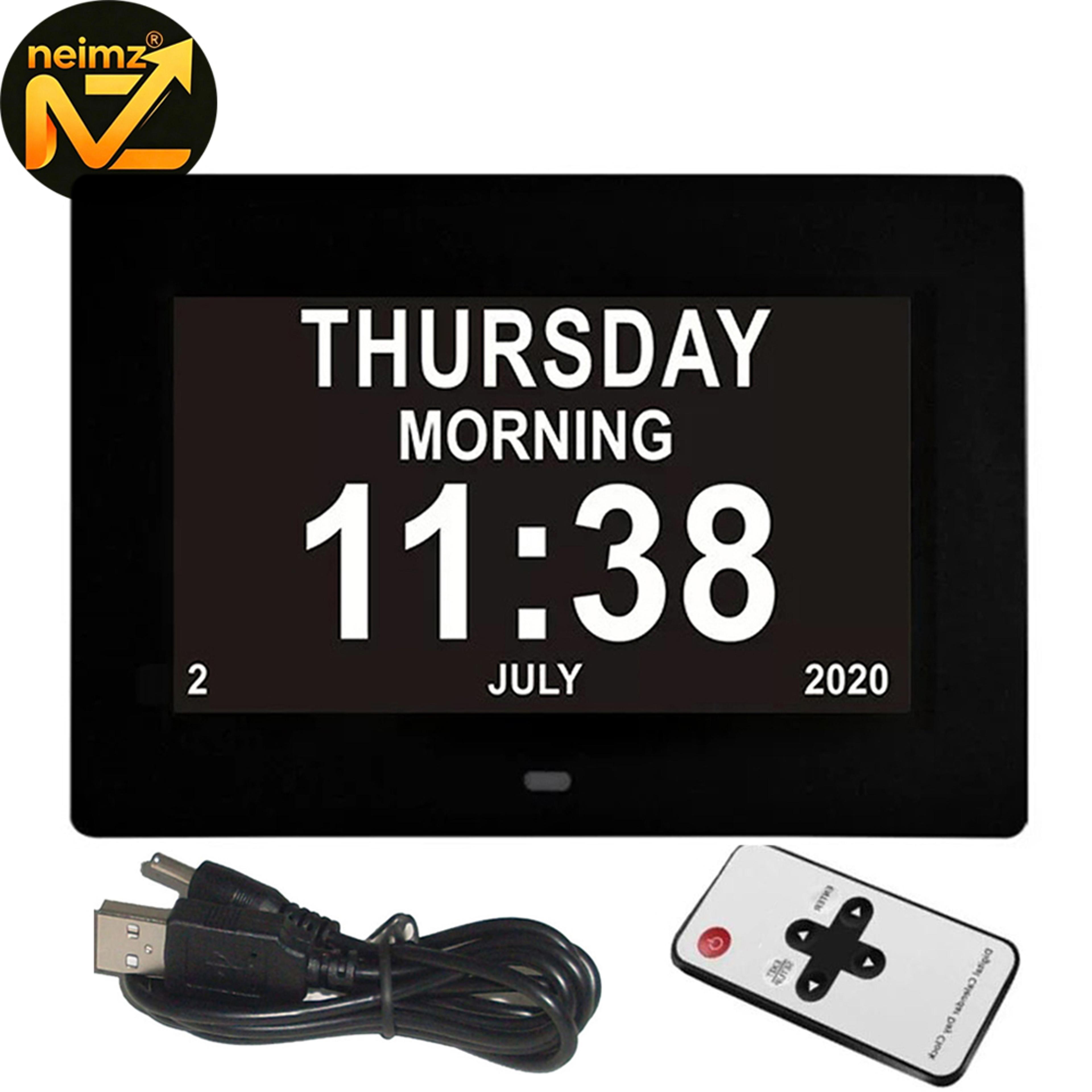 digital calendar clock with alarms & medication reminder large display senior day clock