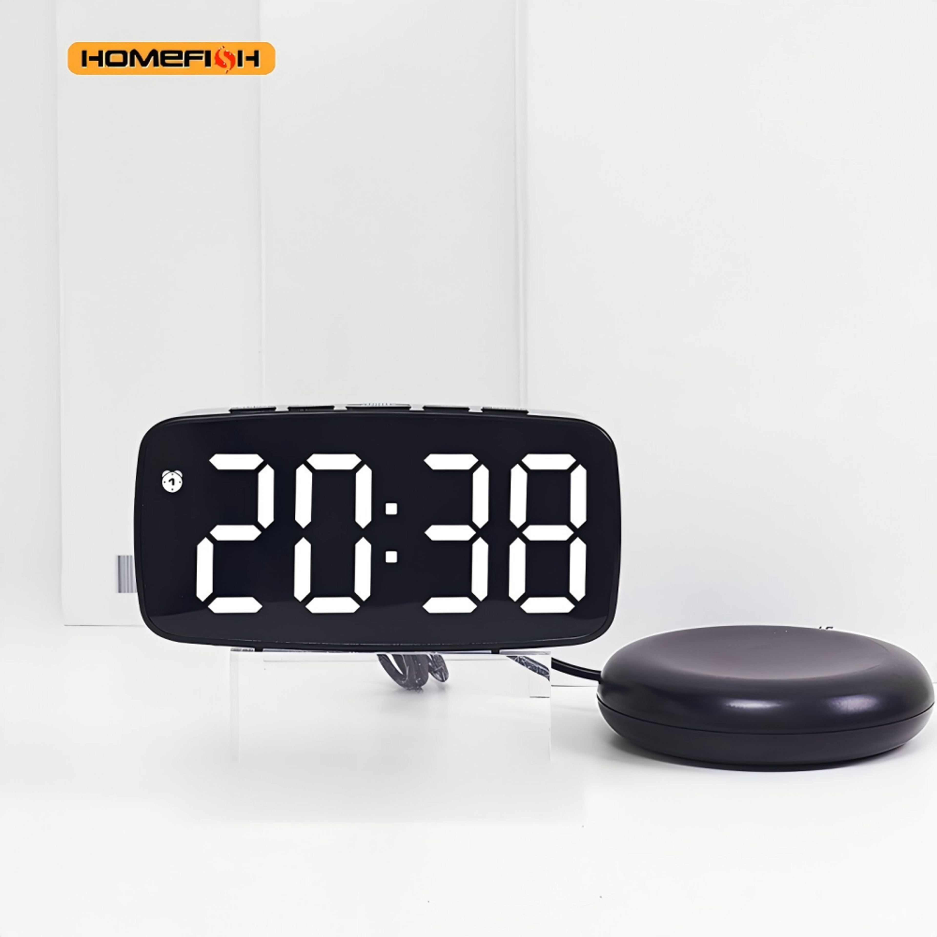 led digital alarm clock with temperature humidity display, dual alarm & adjustable brightness