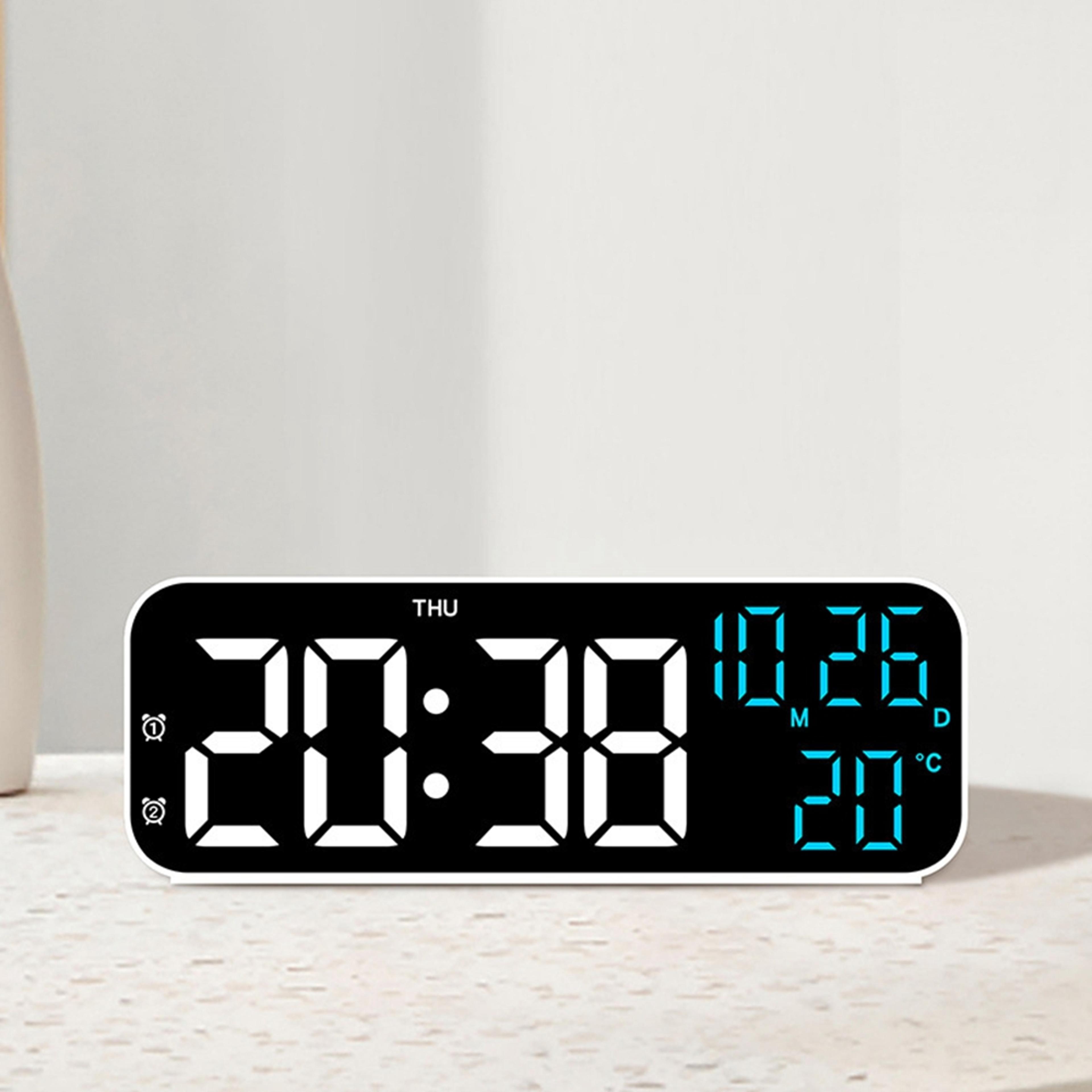digital alarm clock with led display voice control temperature date and night mode