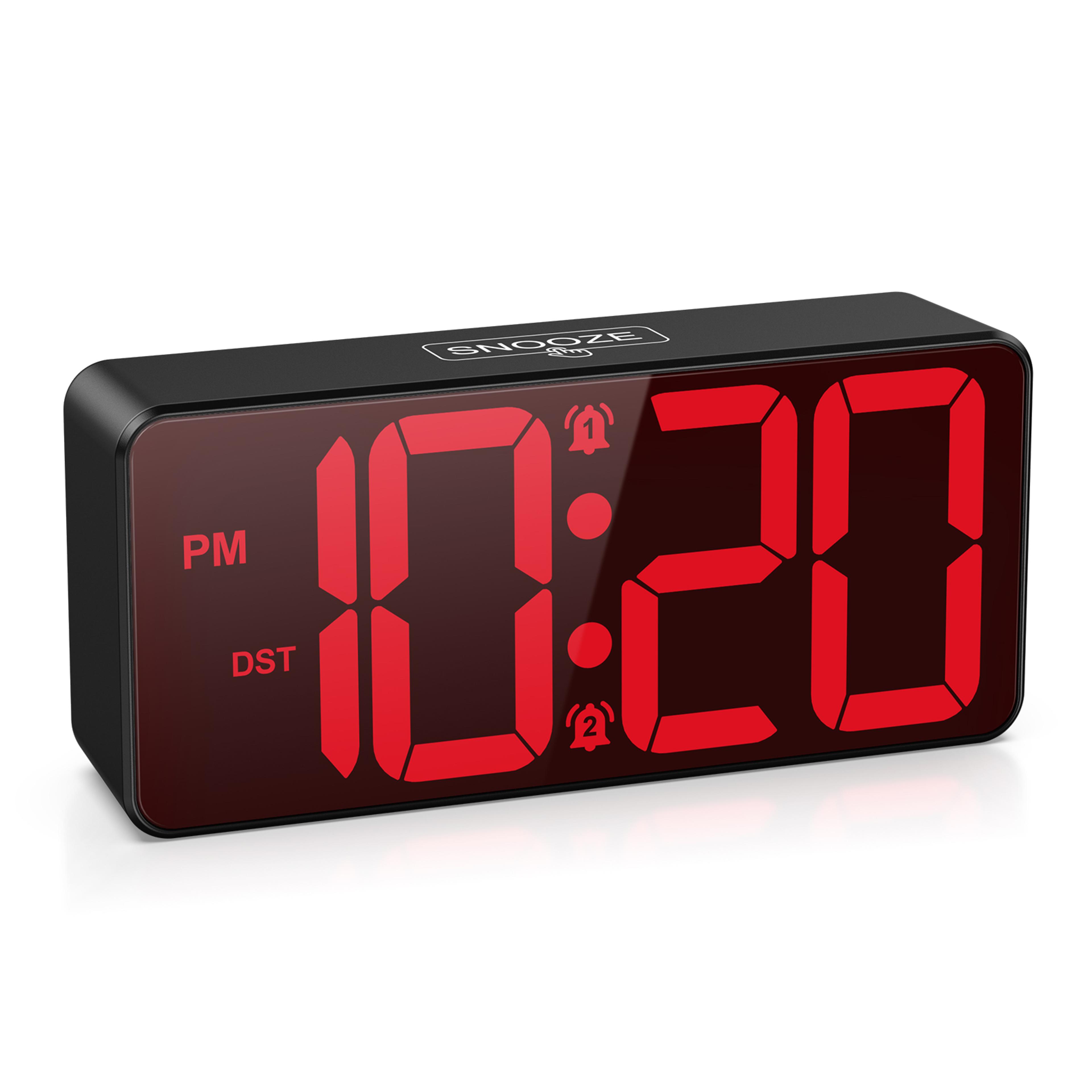 oria digital alarm clock with large led display, dual alarm clock, battery powered for bedroom & office