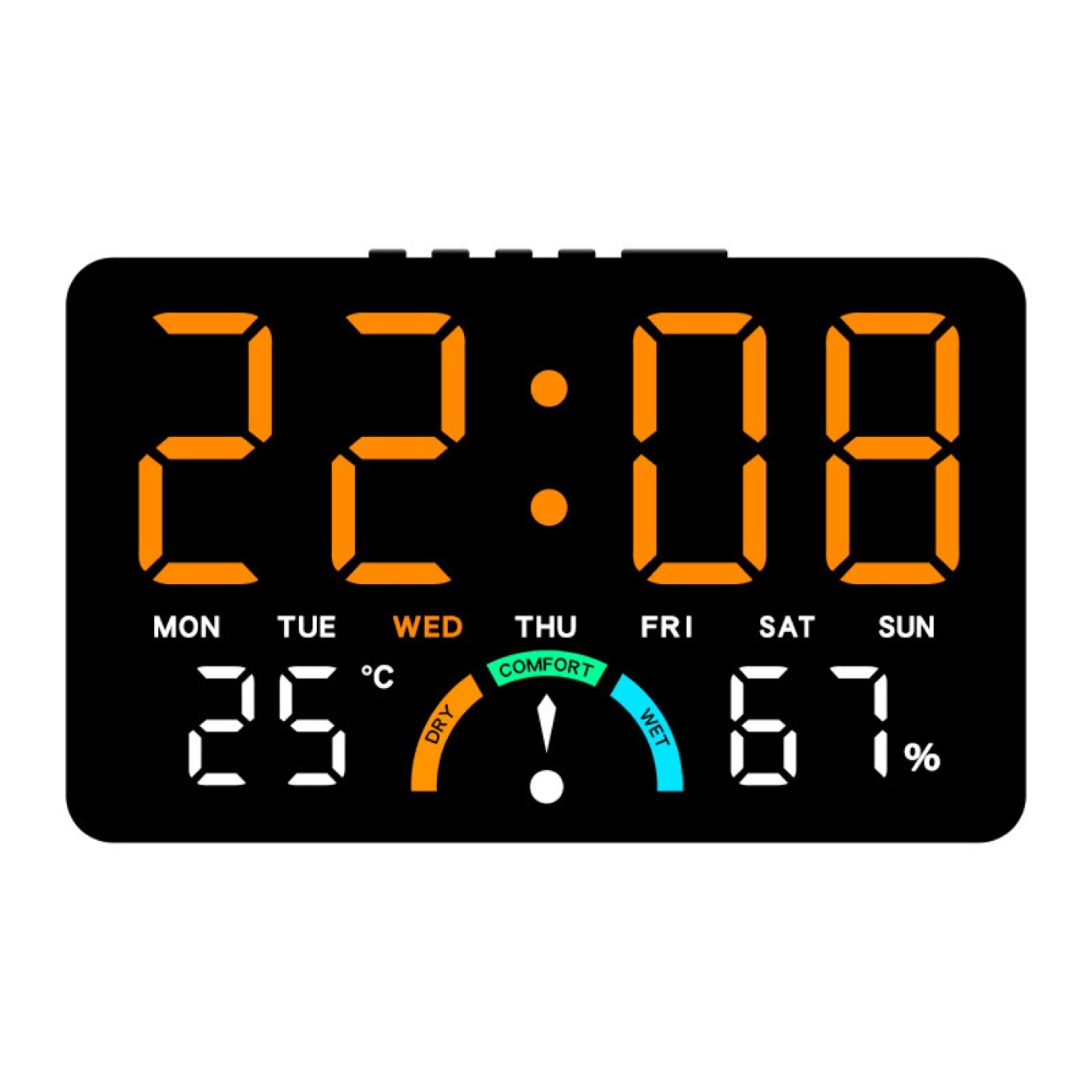 led digital wall clock with voice control, temperature display & multifunction wall mounted design