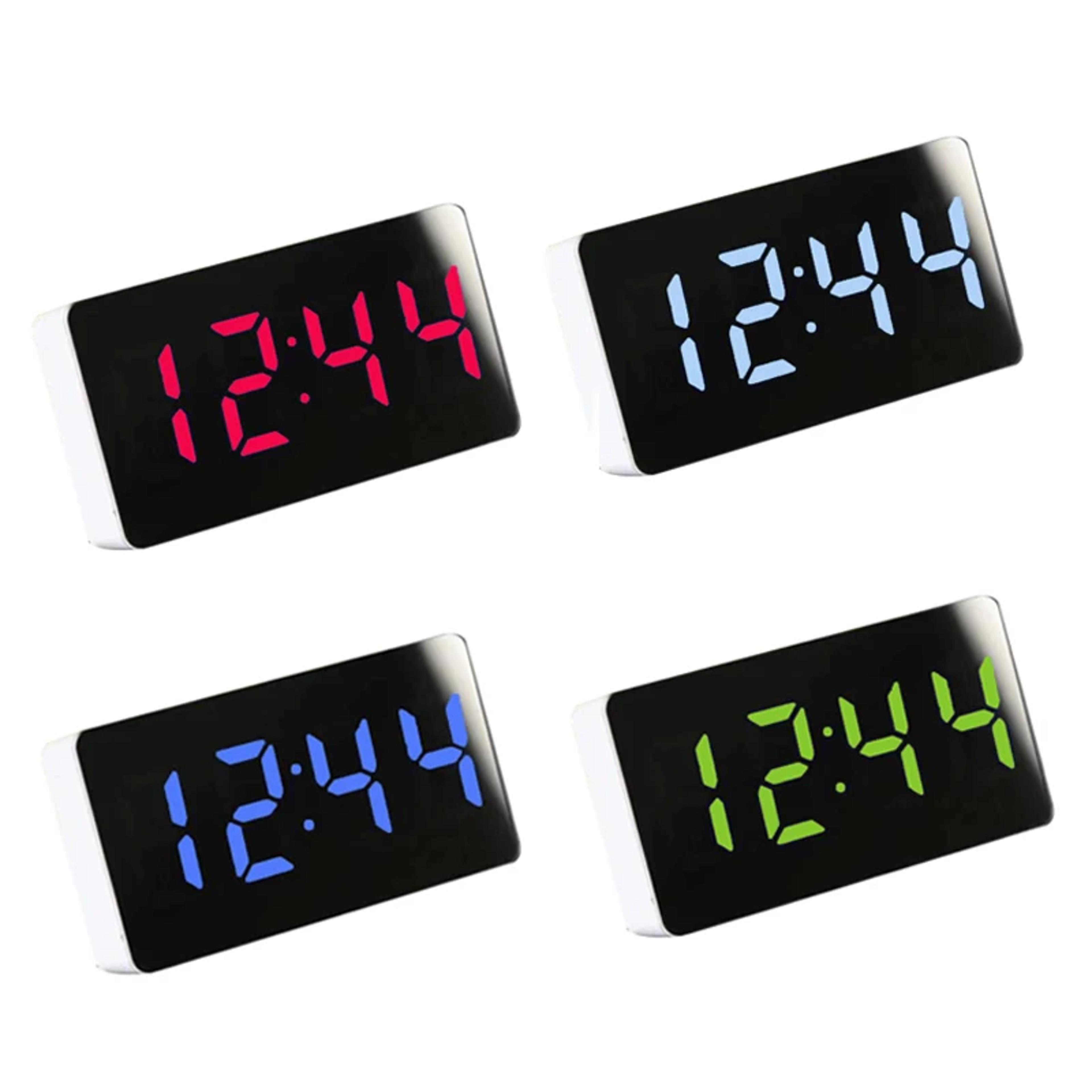 led mirror alarm clock digital desk clock with snooze night light and time display