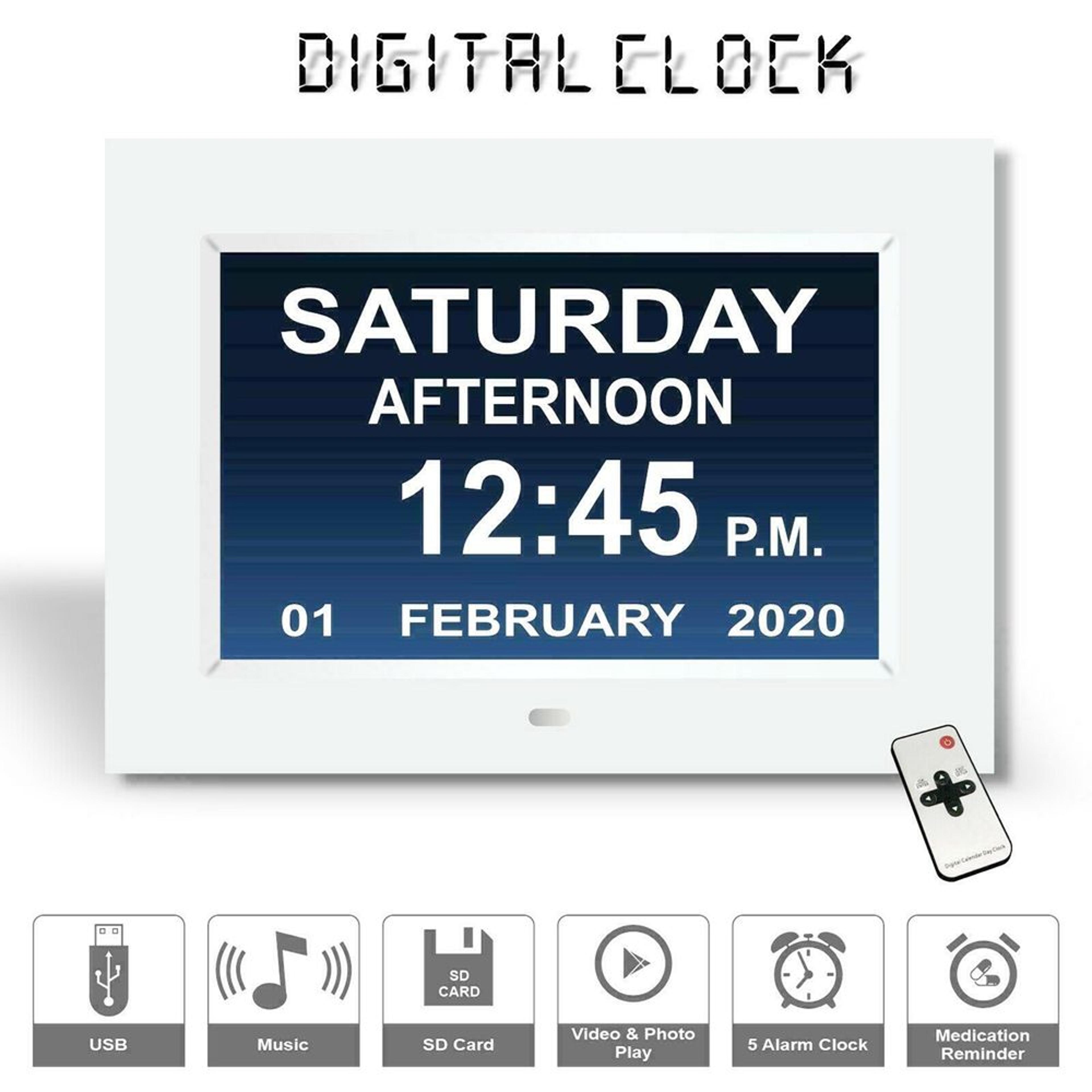 large display dementia clock with day date calendar & alarm digital calendar clock for seniors