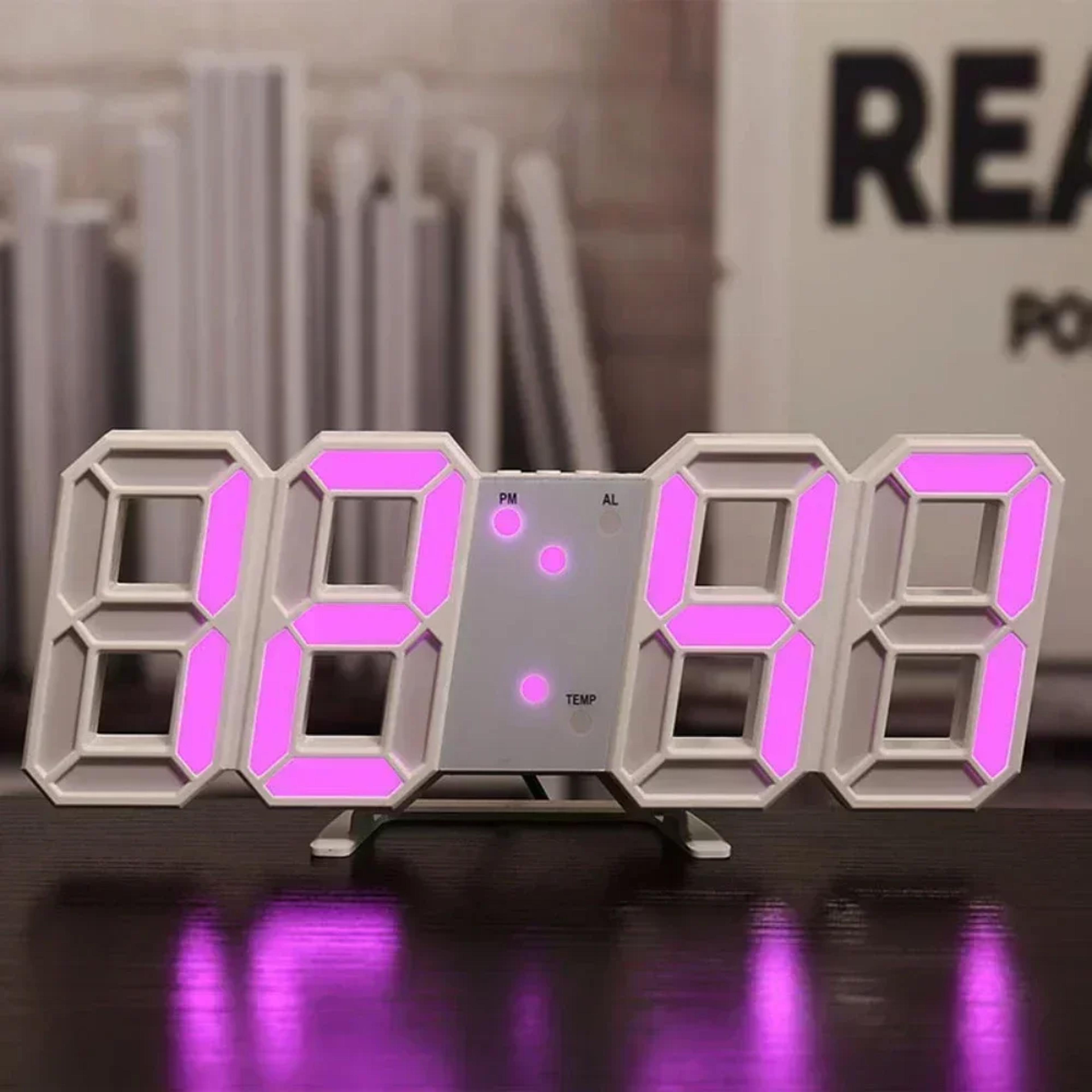 led digital alarm clock with adjustable brightness wall mounted & desktop display