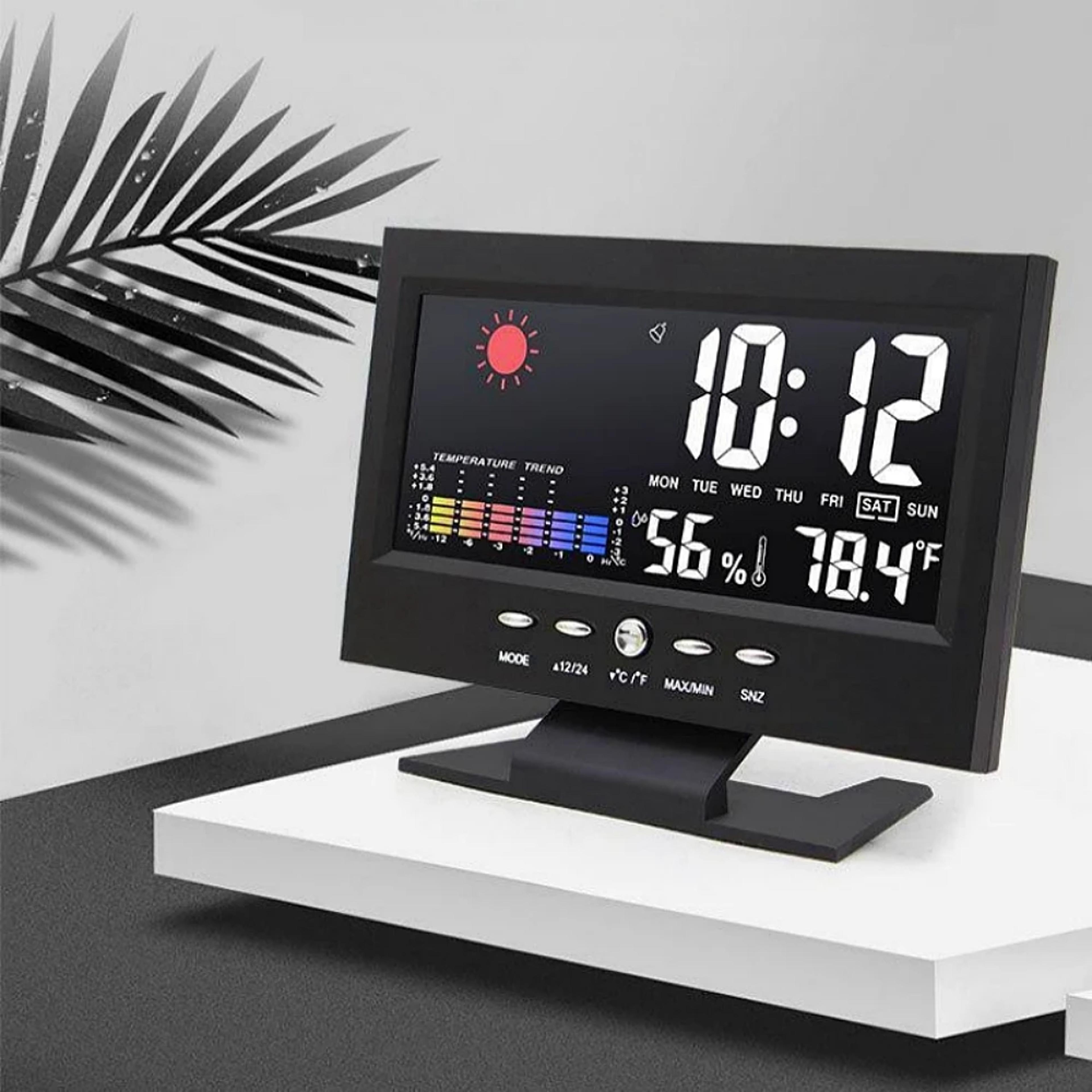 voice control digital weather clock with temperature humidity monitor & weather forecast display