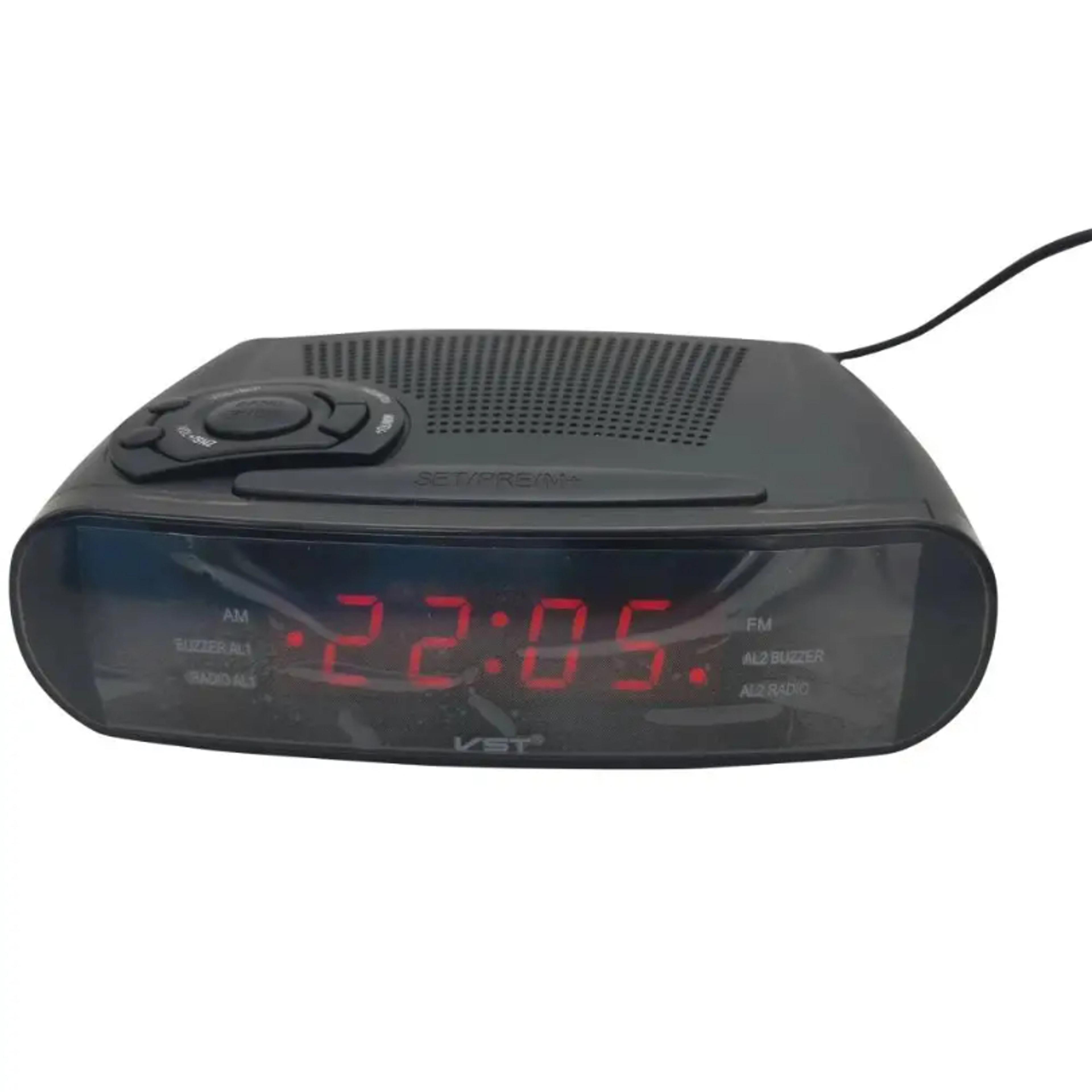 digital led alarm clock radio with am/fm tuner, snooze & battery backup for bedroom