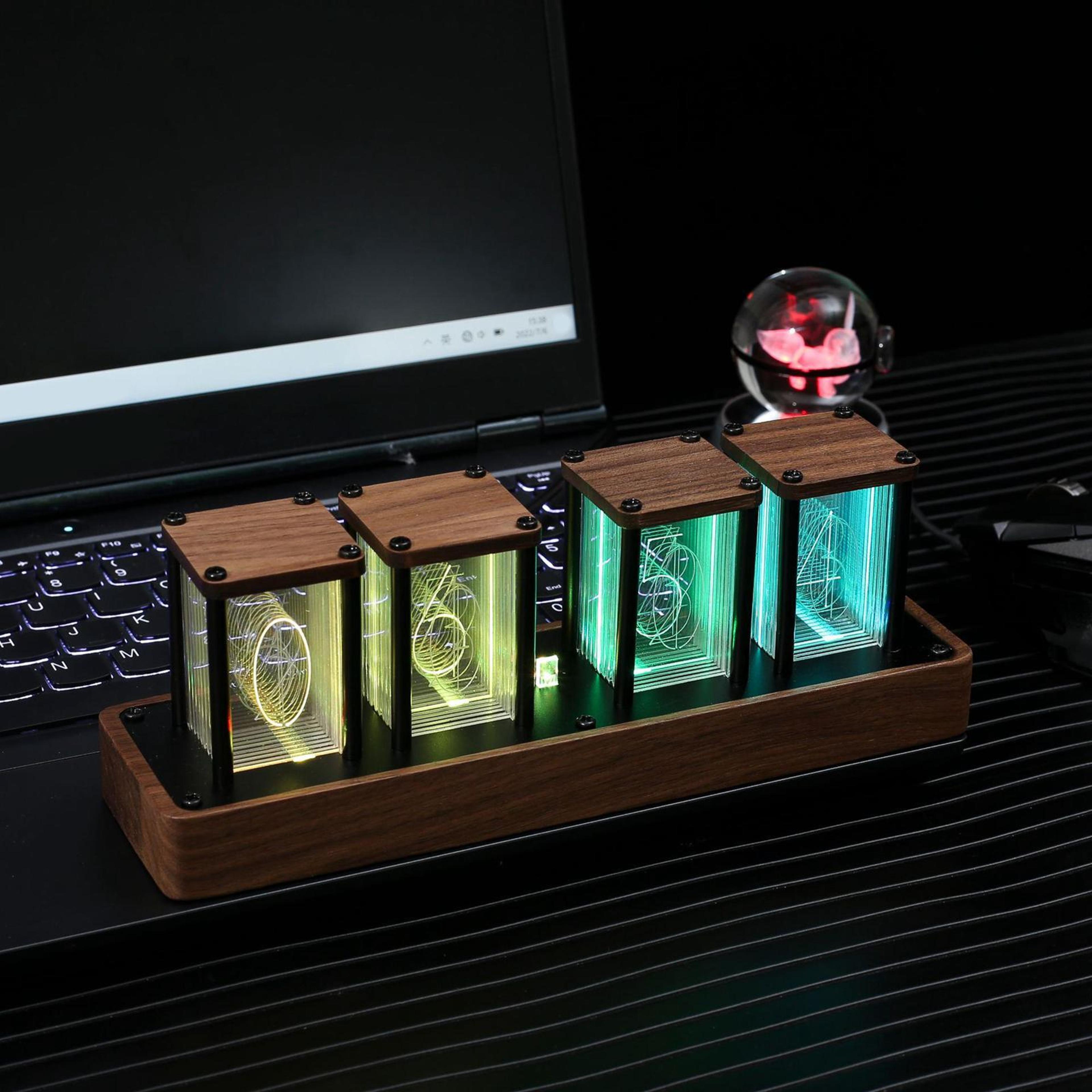 retro nixie tube clock rgb led digital clock with usb power, alarm & large display for desk