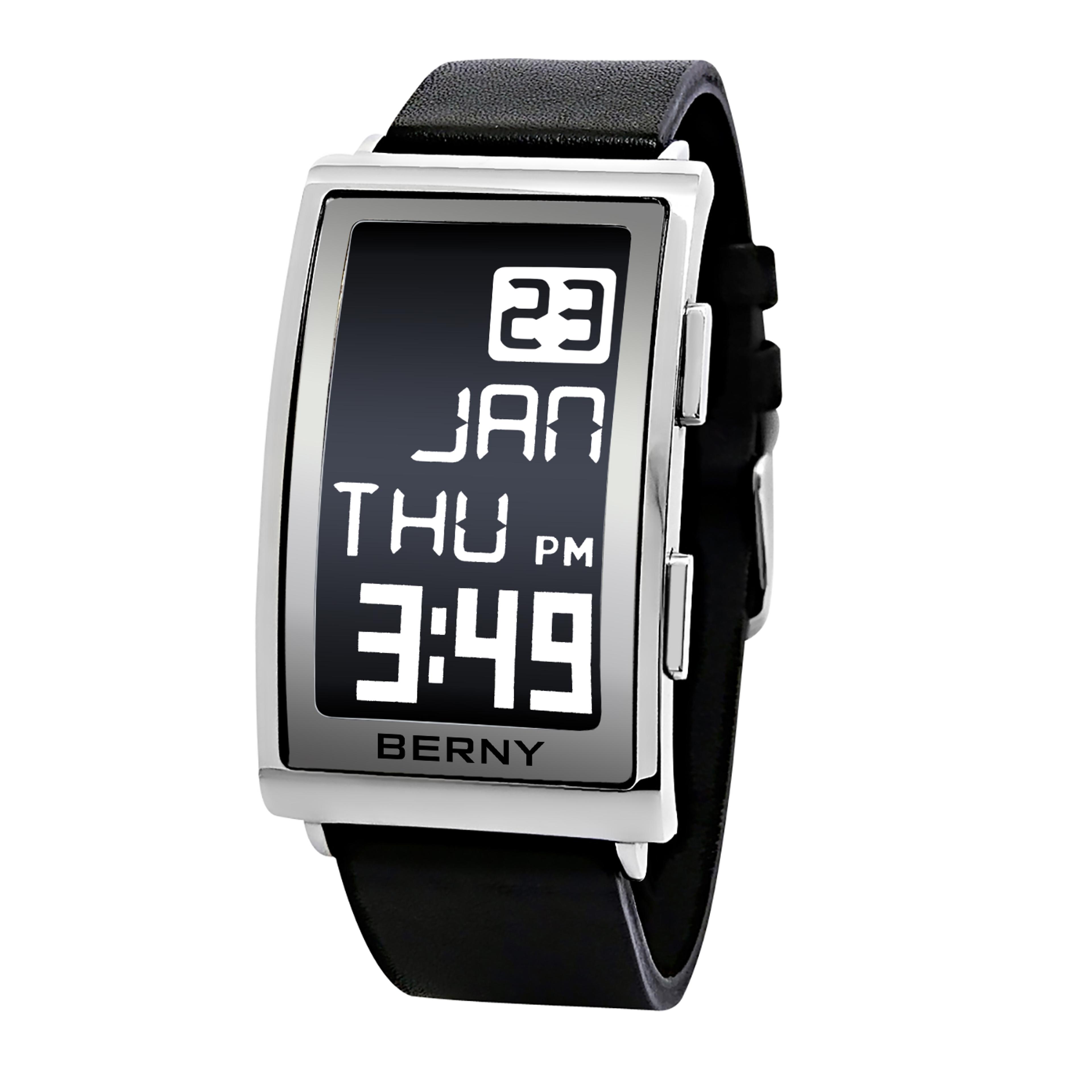 digital watch for men with leather strap waterproof sport wristwatch
