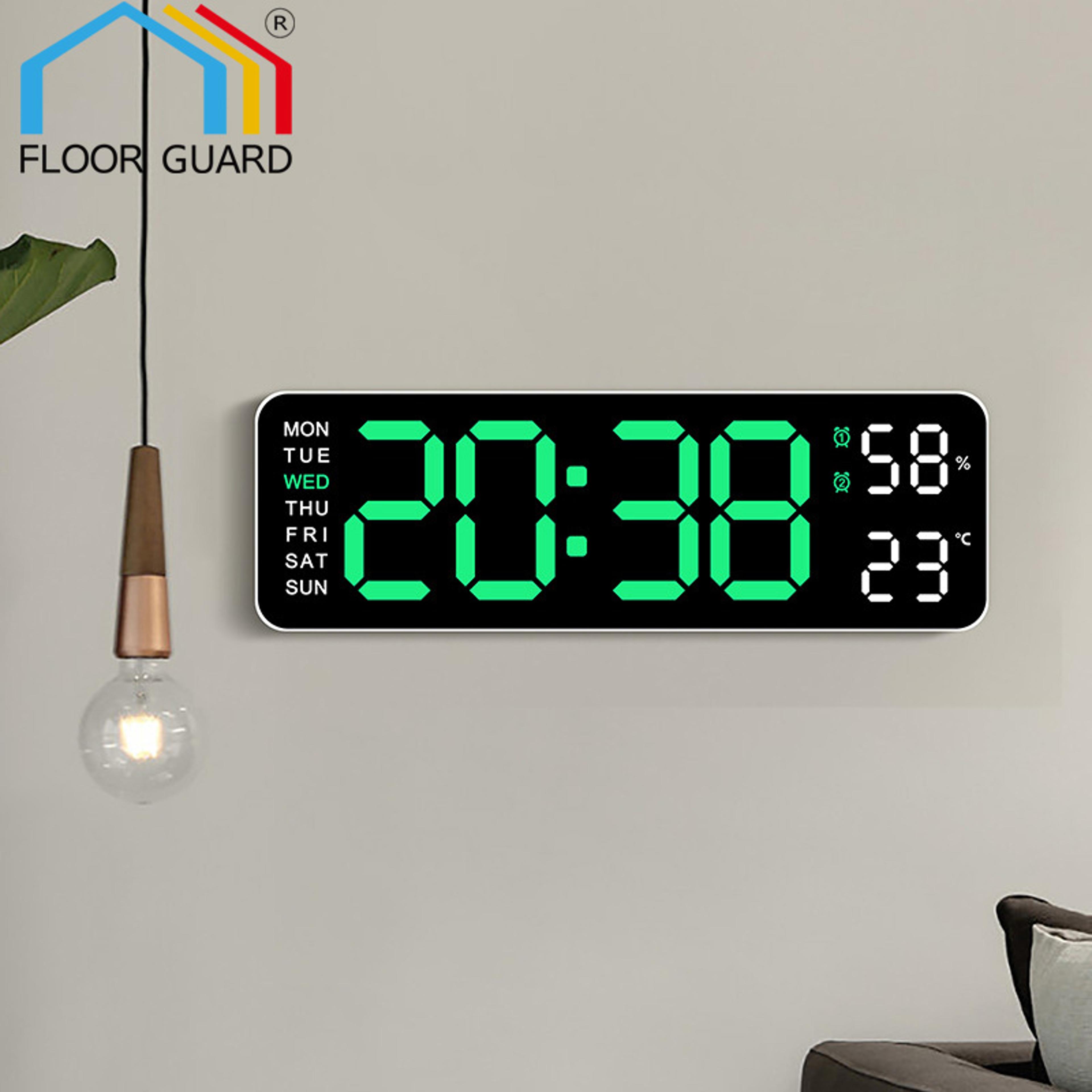led digital wall clock with usb alarm, thermometer & modern desk display