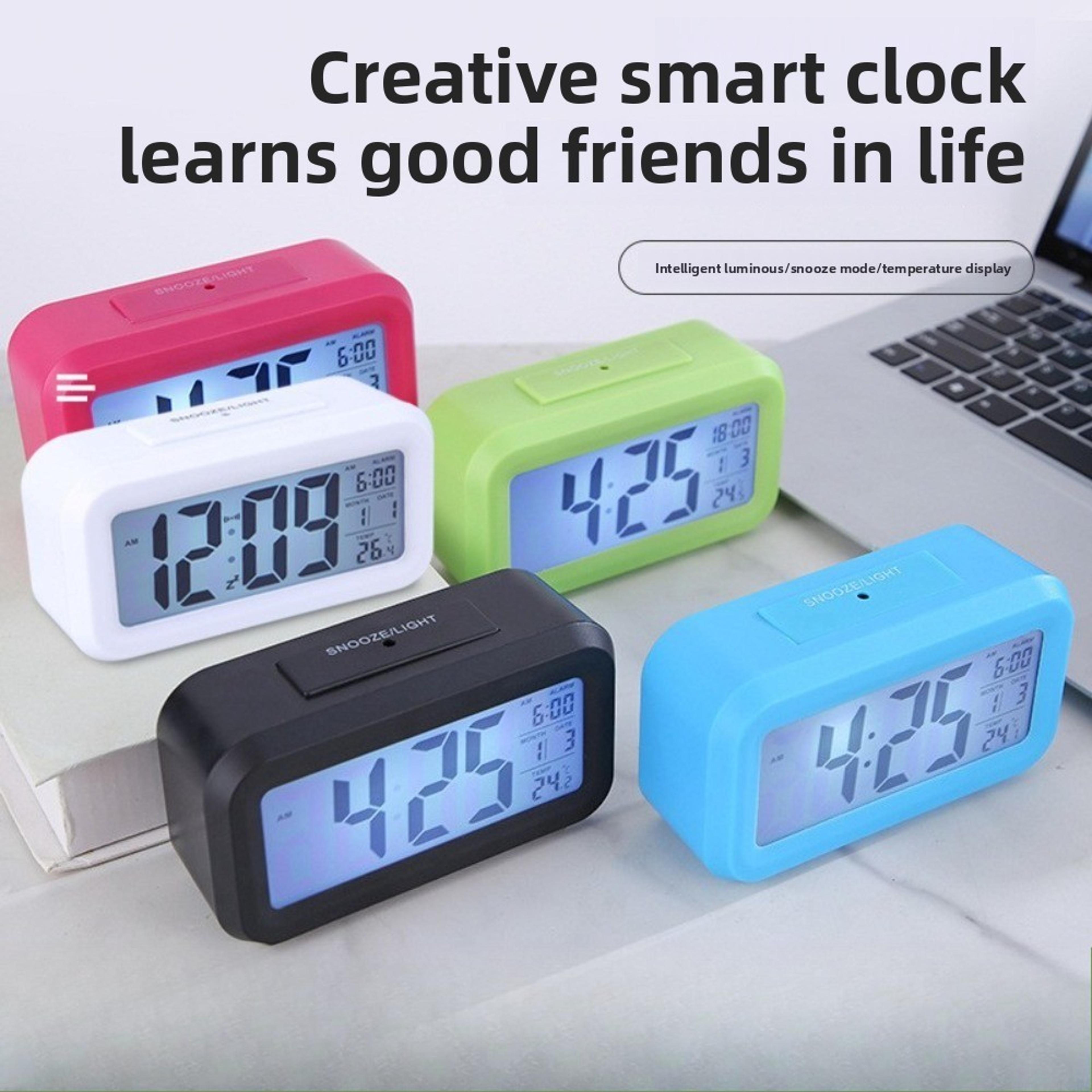 digital led alarm clock battery powered bedside clock with calendar and temperature display