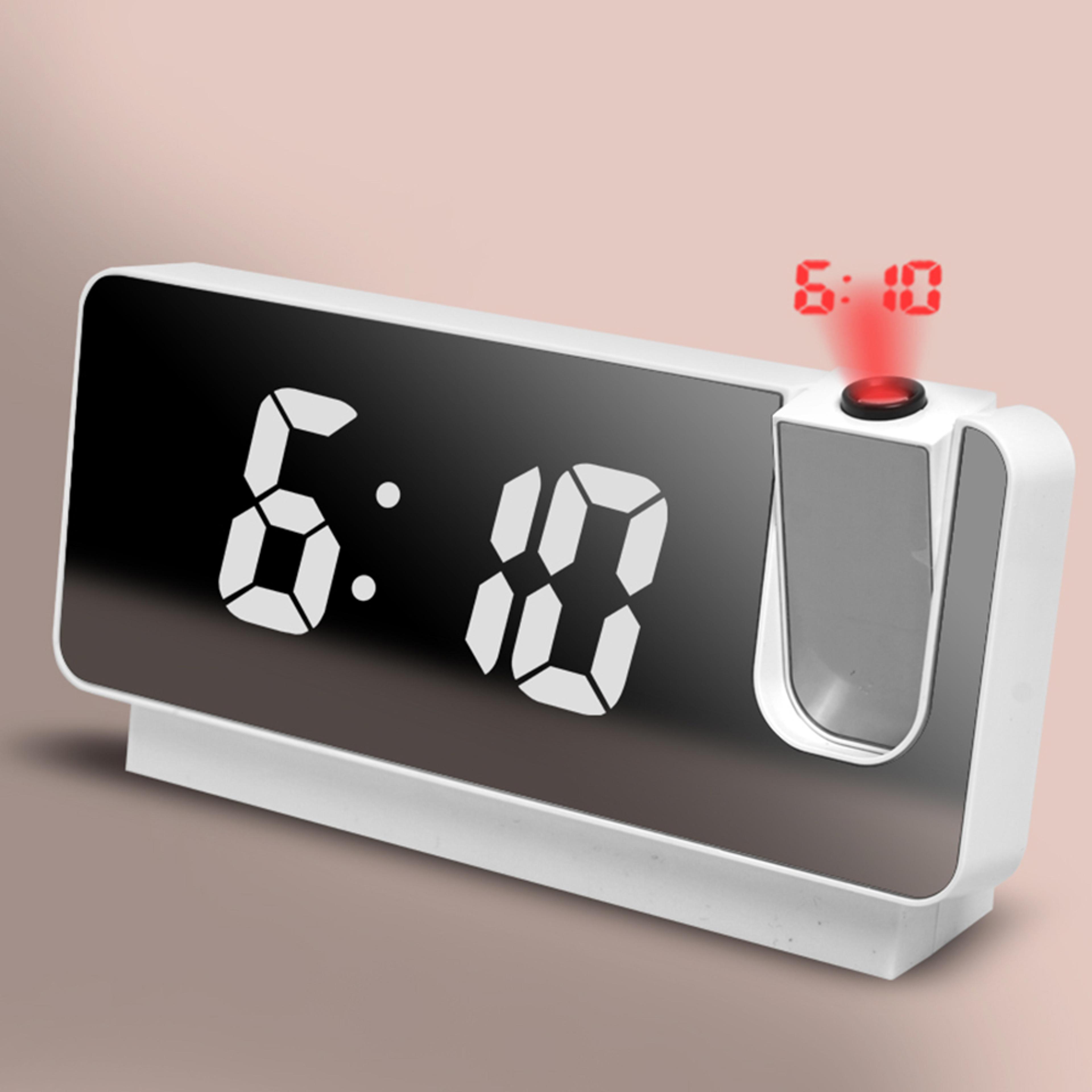 led mirror projection alarm clock with memory function & plug in display
