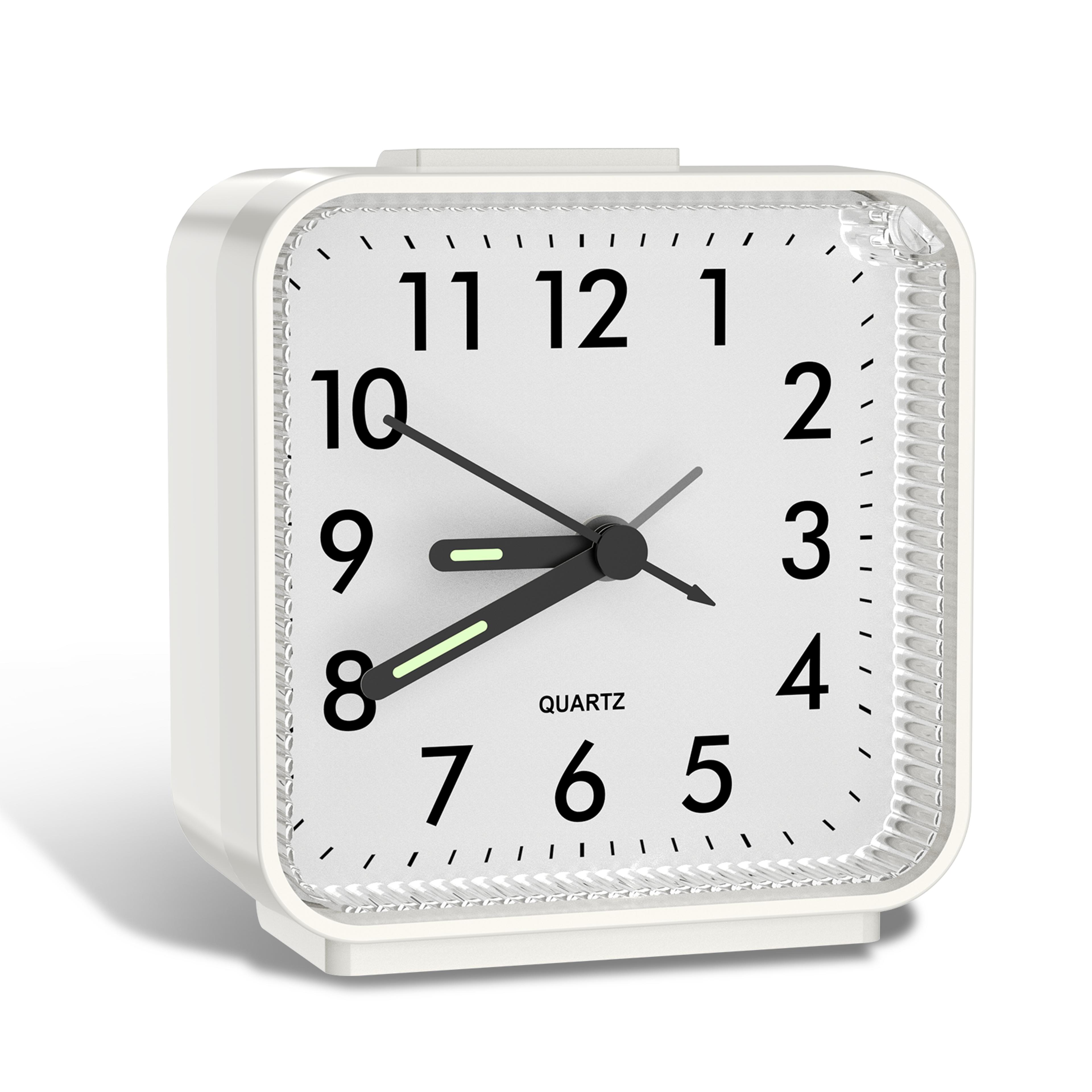 oria analog alarm clock silent bedside travel clock with snooze & night light