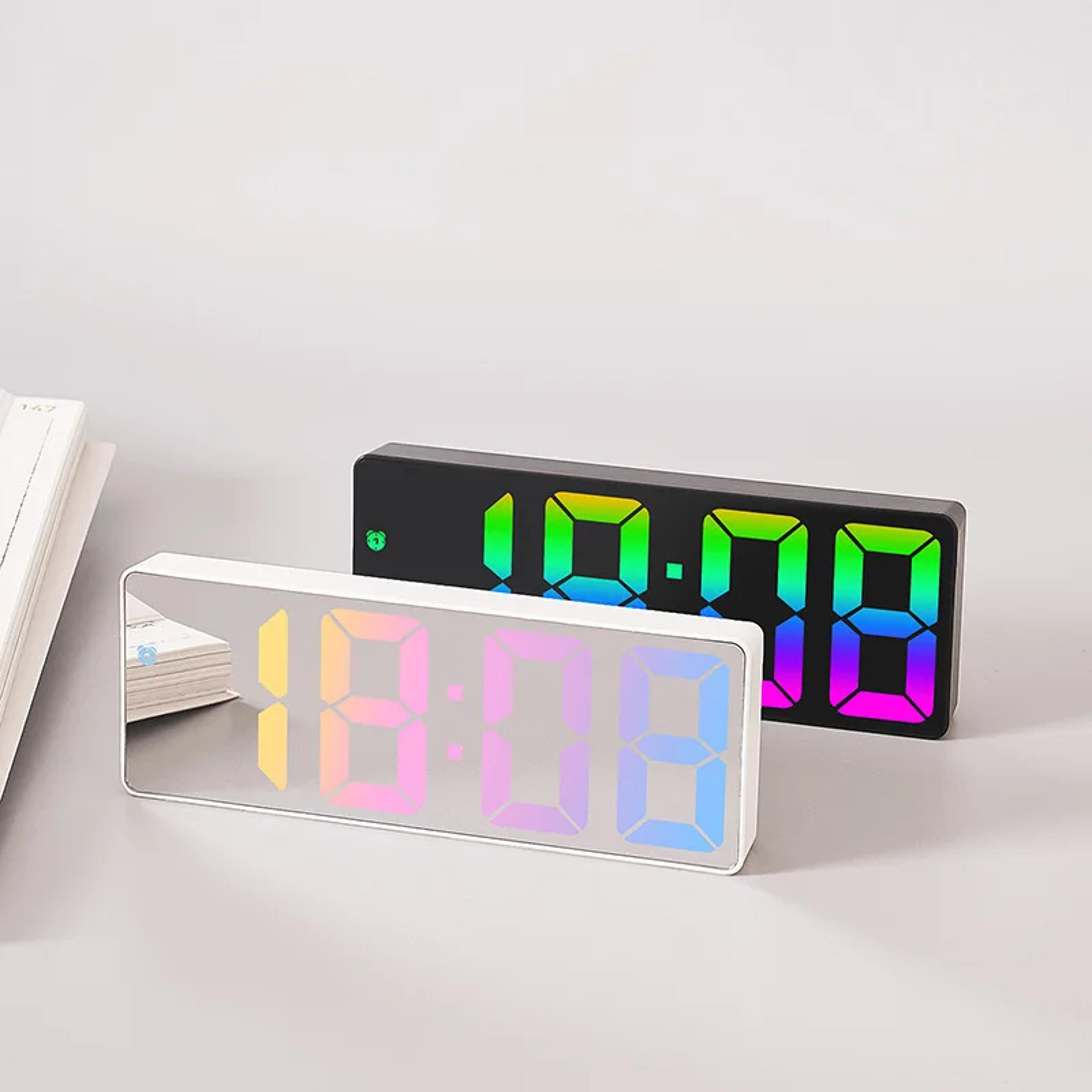 voice control digital alarm clock with led display, temperature, date, snooze & night mode