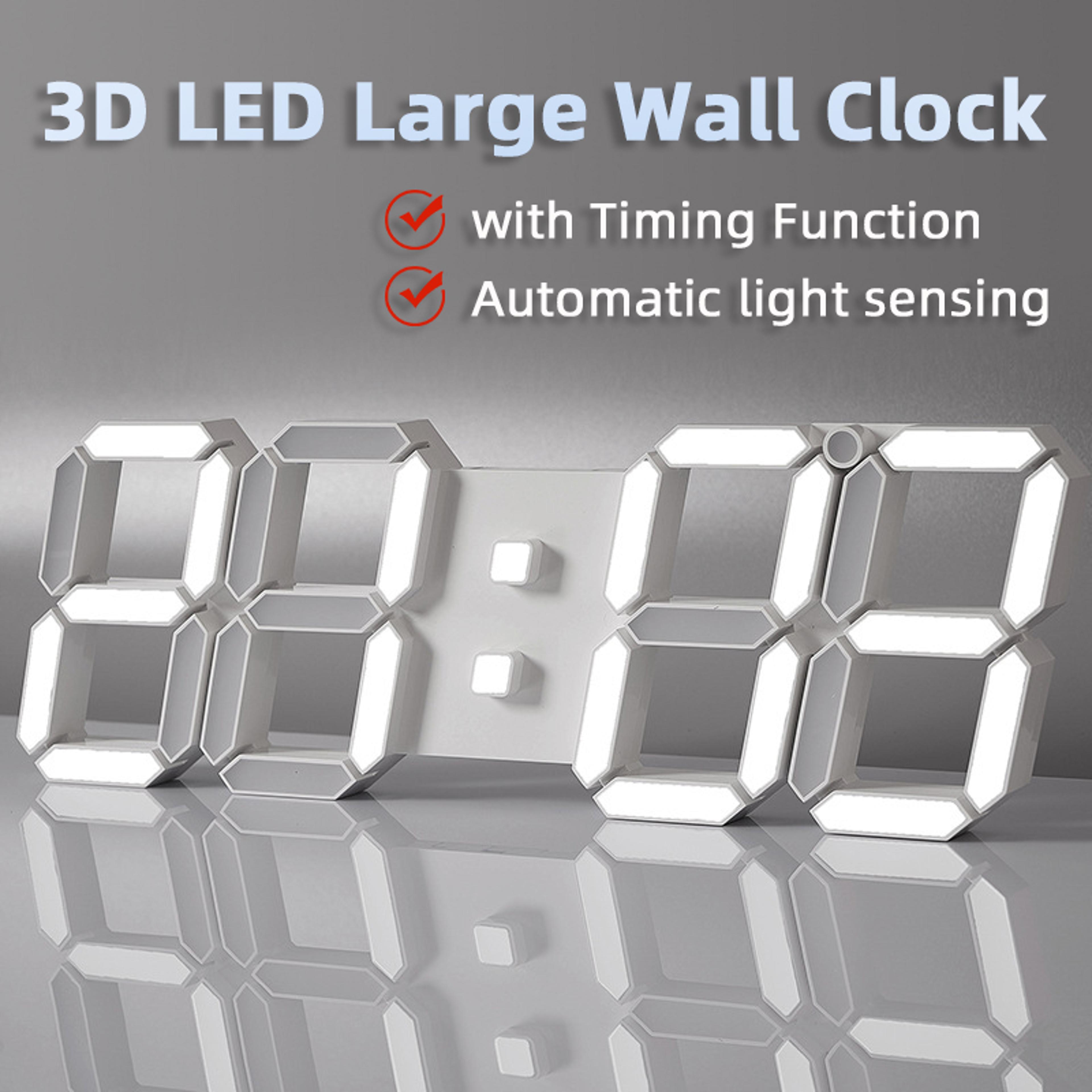 led wall clock with remote control, auto brightness & modern digital display