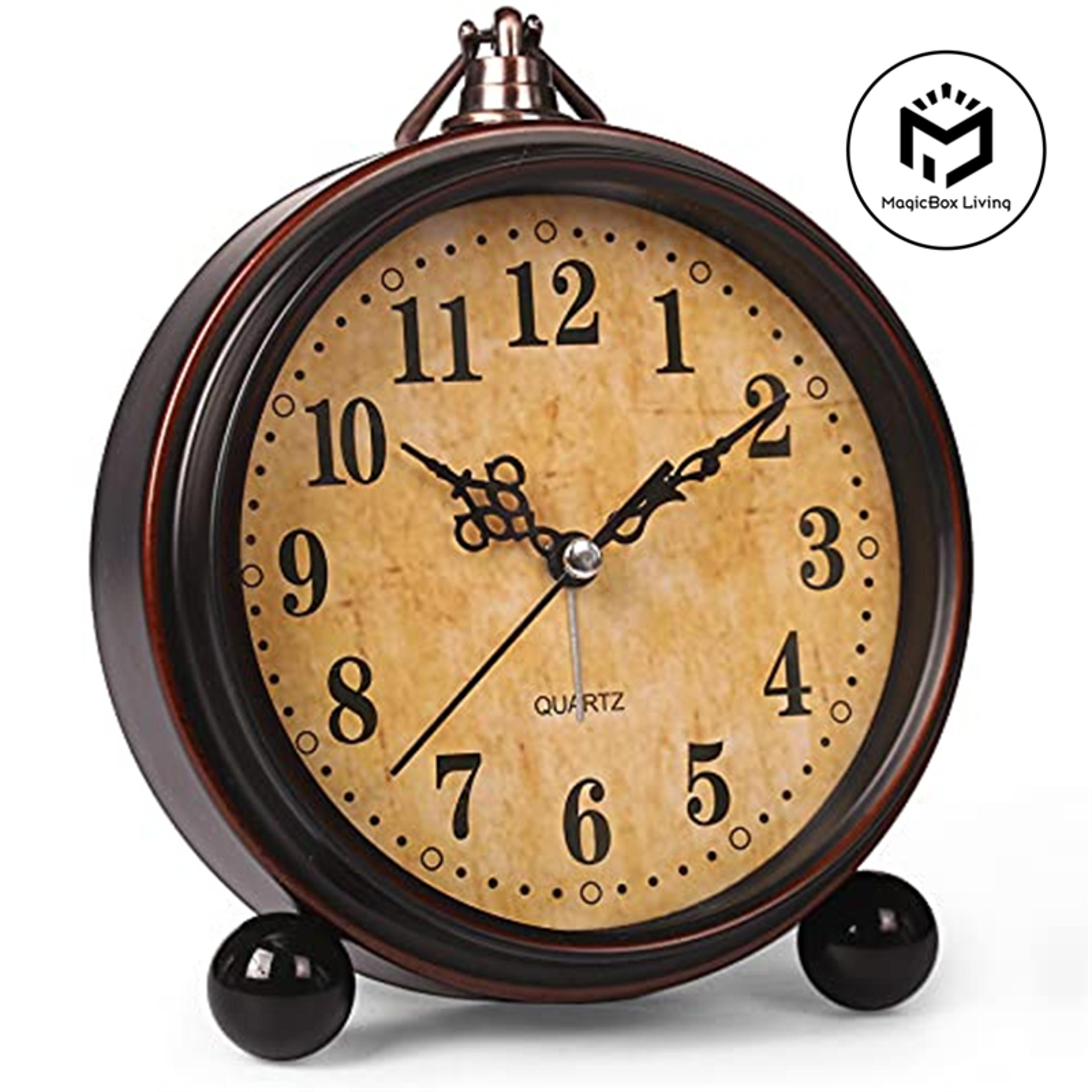 vintage silent desk clock with night light battery operated analog bedside alarm clock