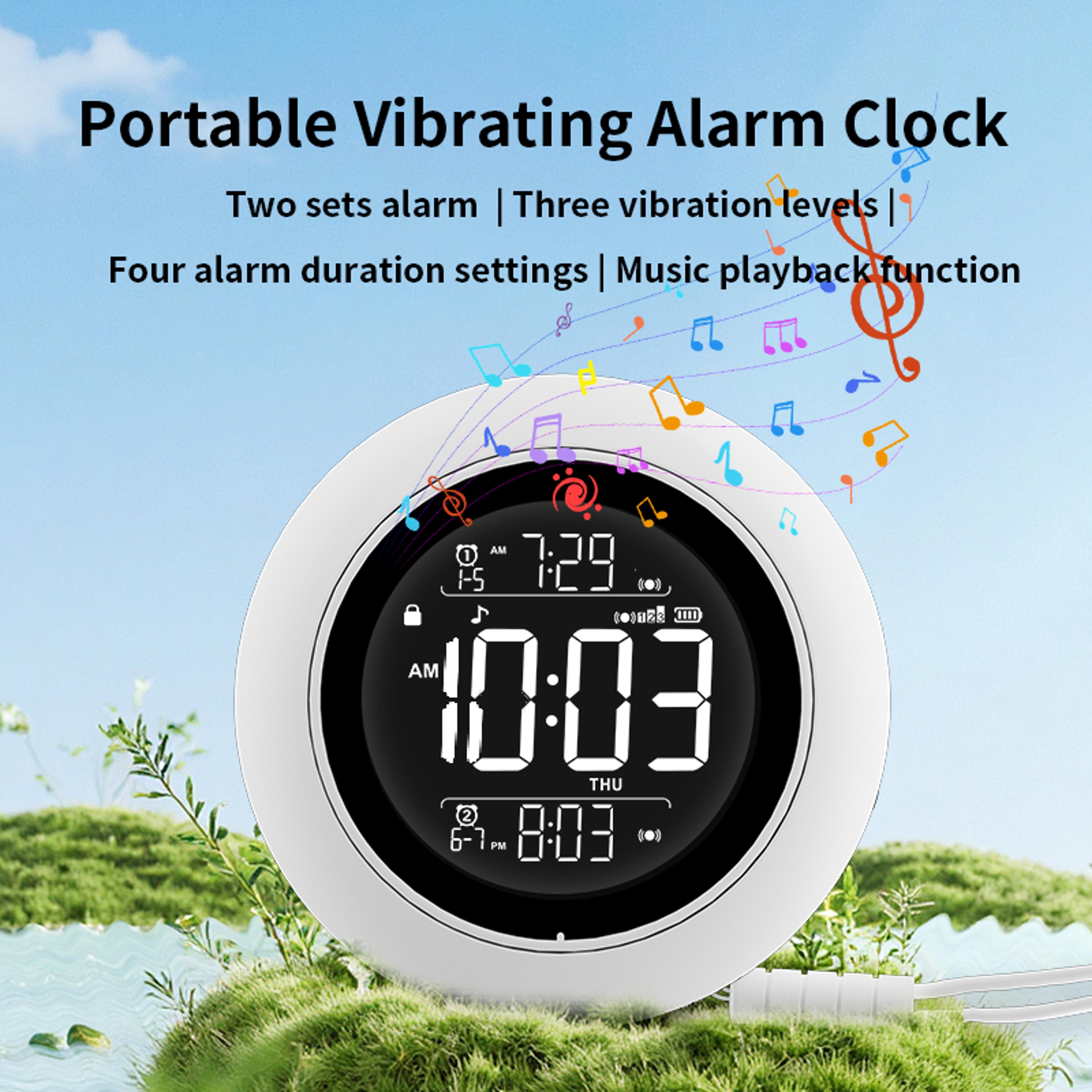 portable vibrating alarm clock with snooze function and 4 alarm modes for bedroom & travel