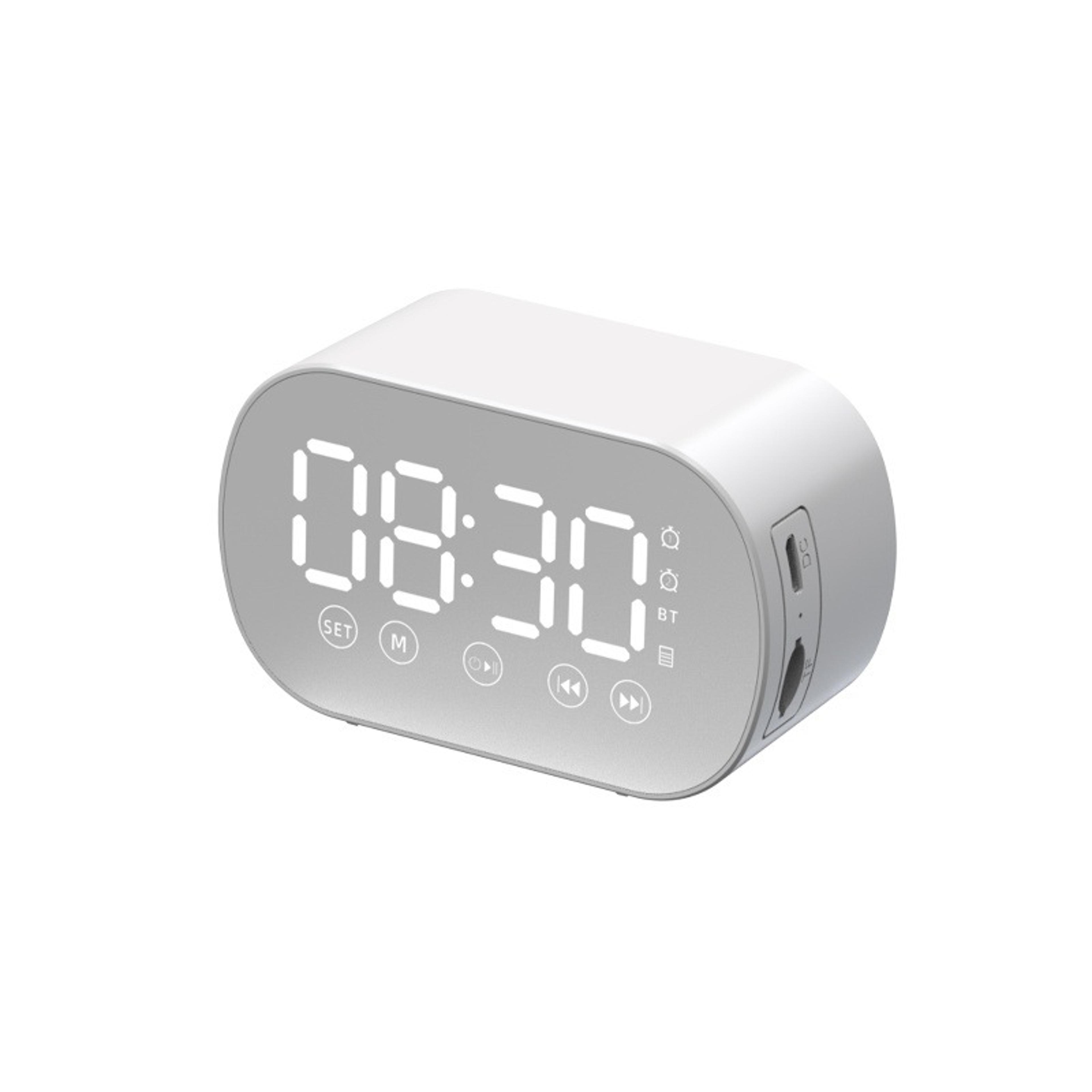rechargeable bluetooth alarm clock with hd mirror display, led digital clock & bluetooth speaker