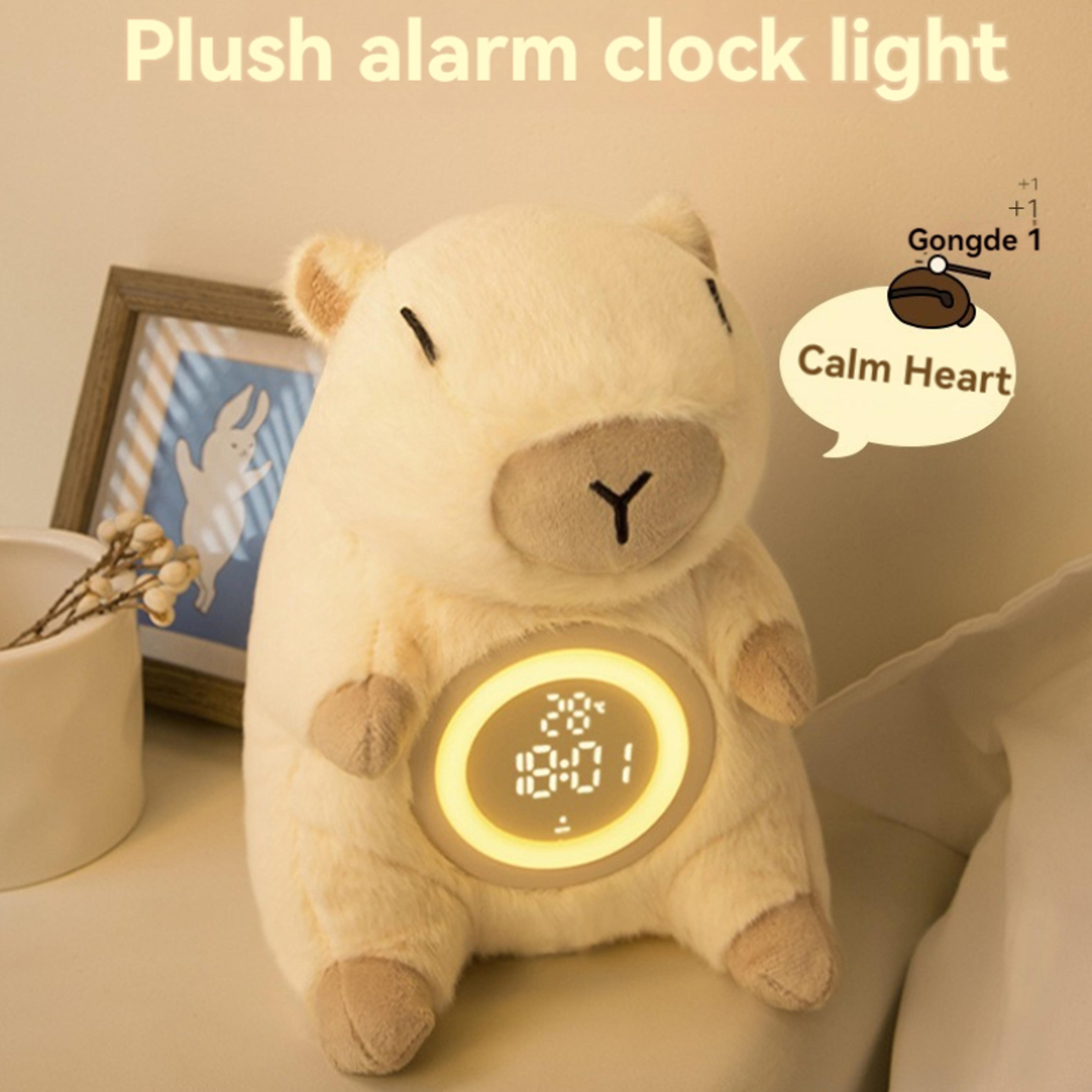 capybara alarm clock with night light, dual alarm & temperature display for kids bedroom