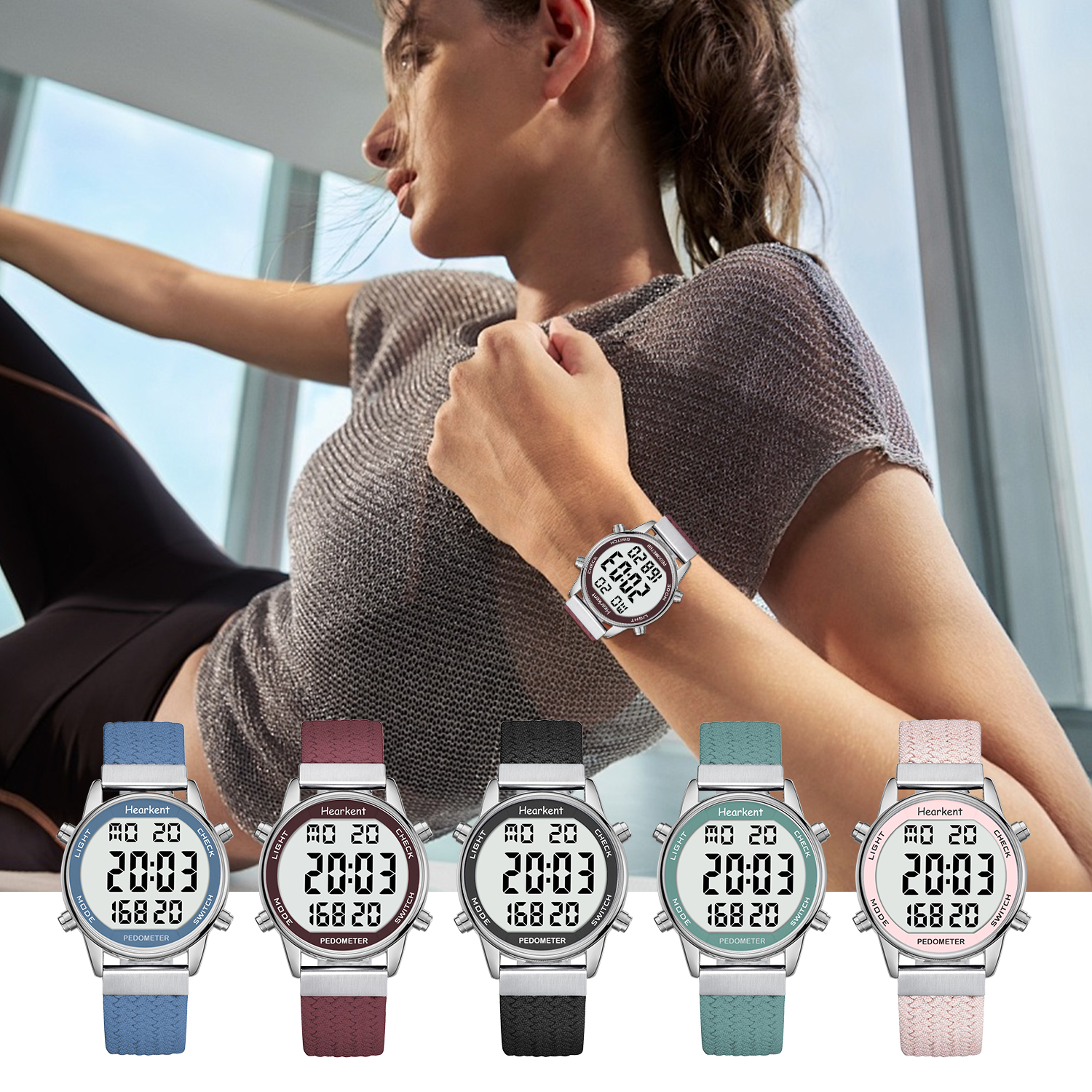 hearkent pedometer watch digital step counter watch with calorie & mileage tracker for walking