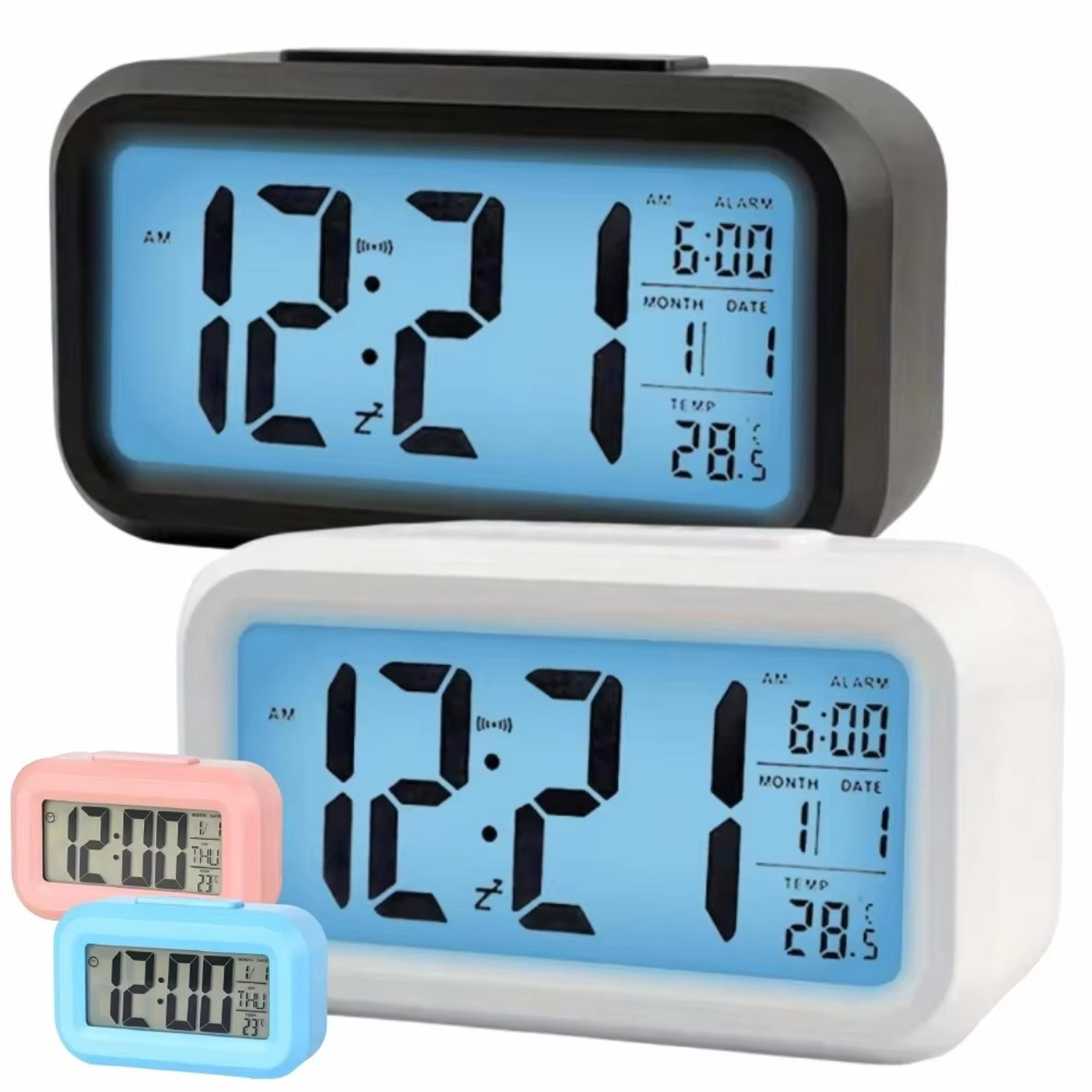 smart digital alarm clock with lcd display, temperature, calendar & battery operation