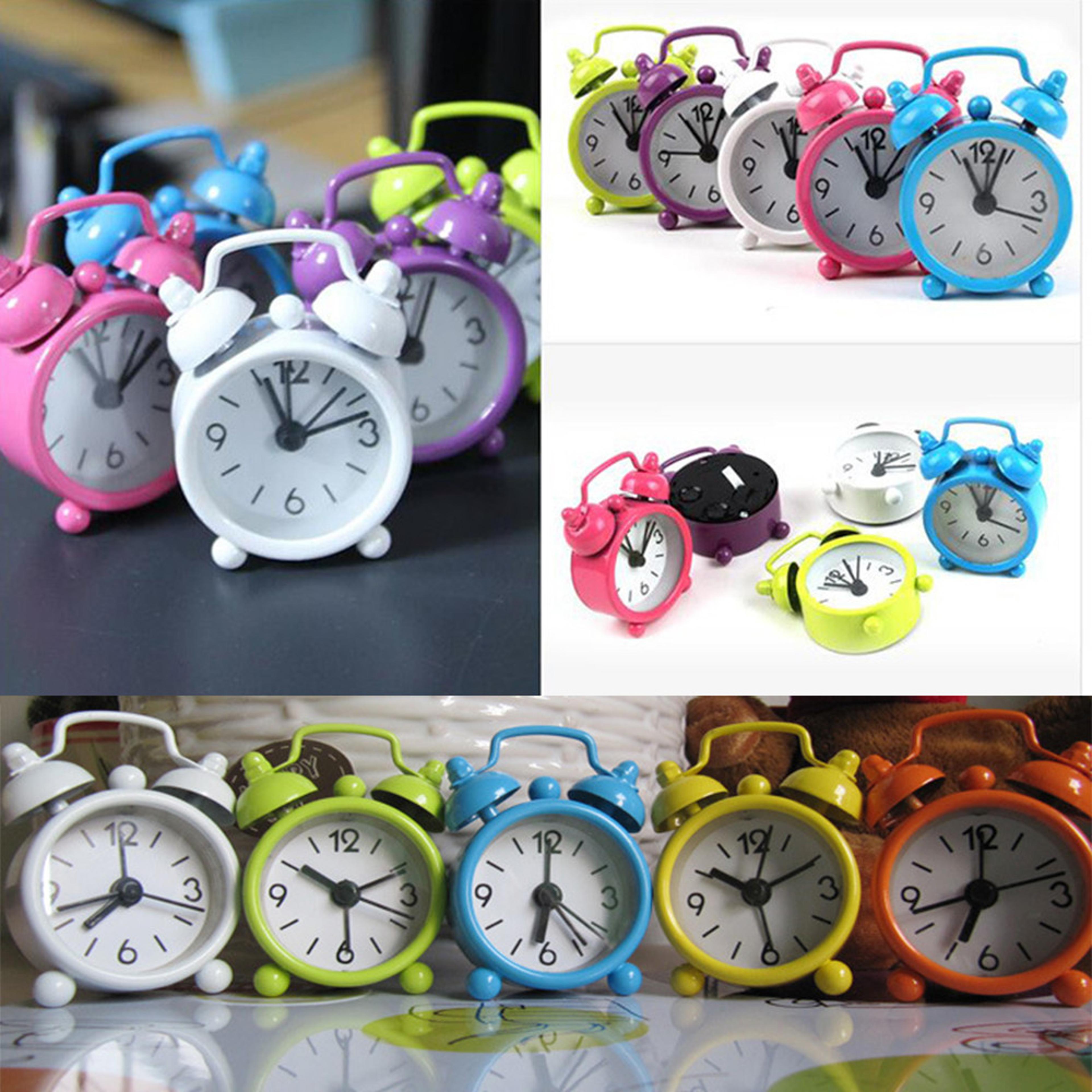 cute mini alarm clock metal kids bedside desk clock with classic analog display
