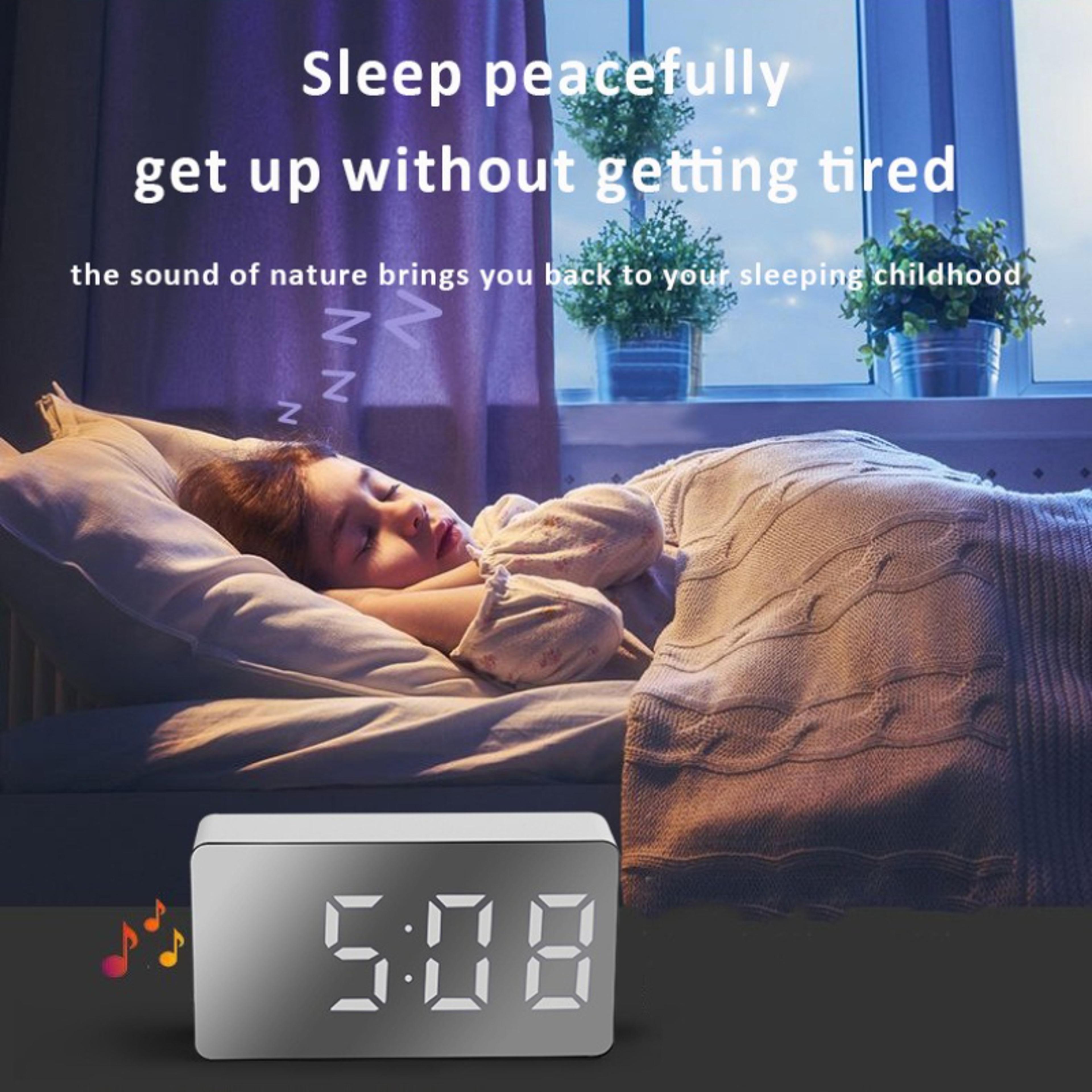 voice control digital alarm clock with led display, dual alarm, temperature display & night mode