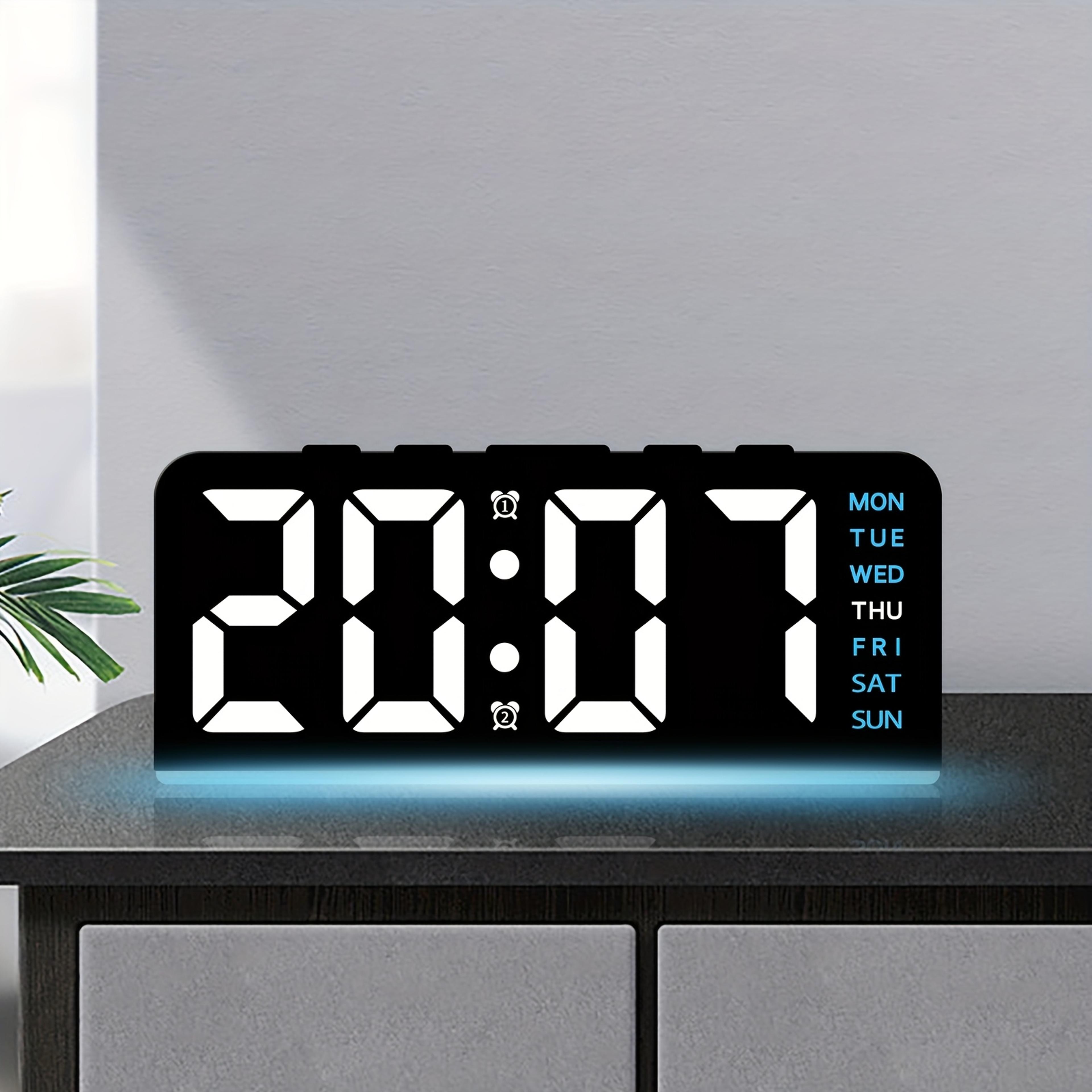 smart digital led alarm clock with date display, dual alarms, snooze & night light