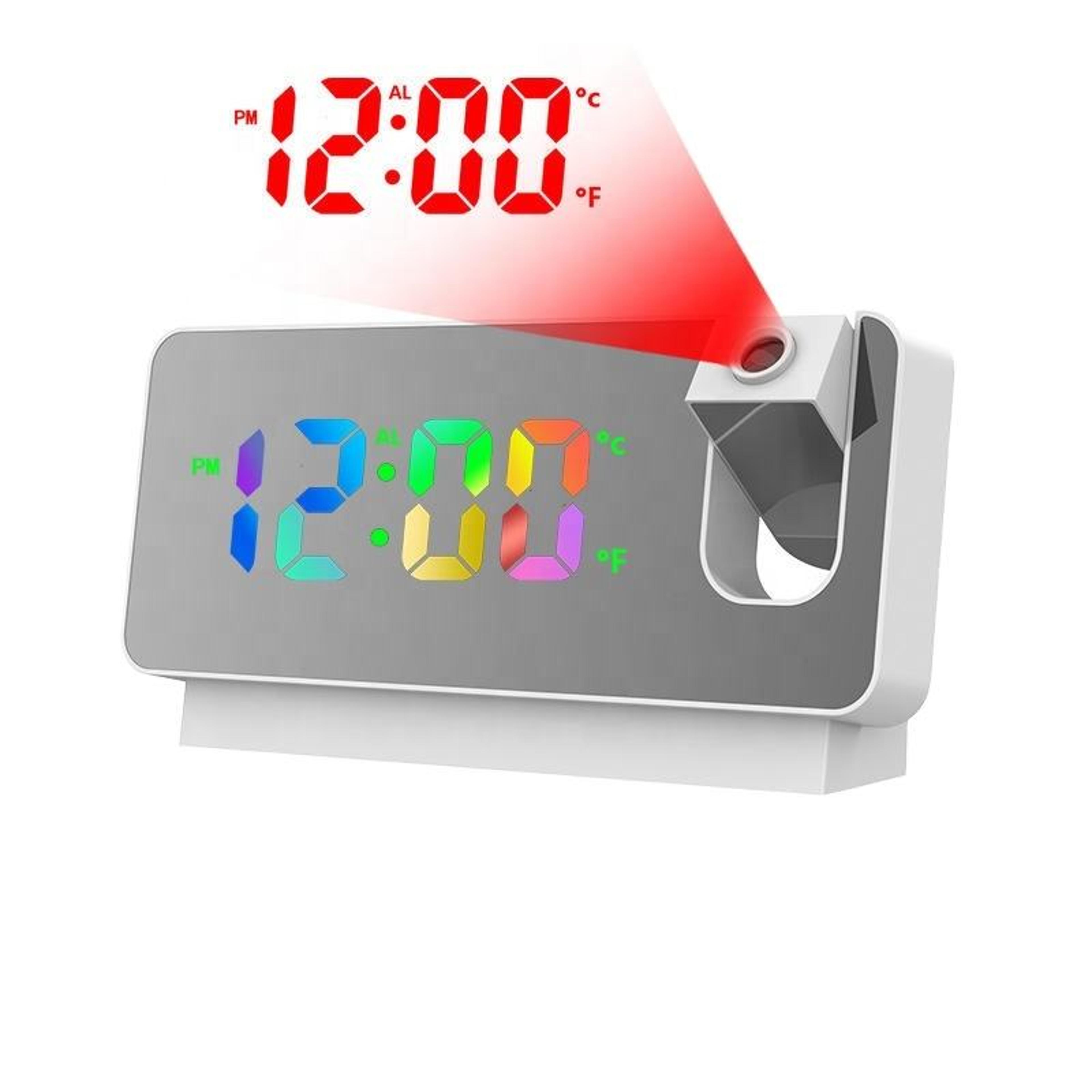 rotatable projection alarm clock with large color led display for wall & ceiling