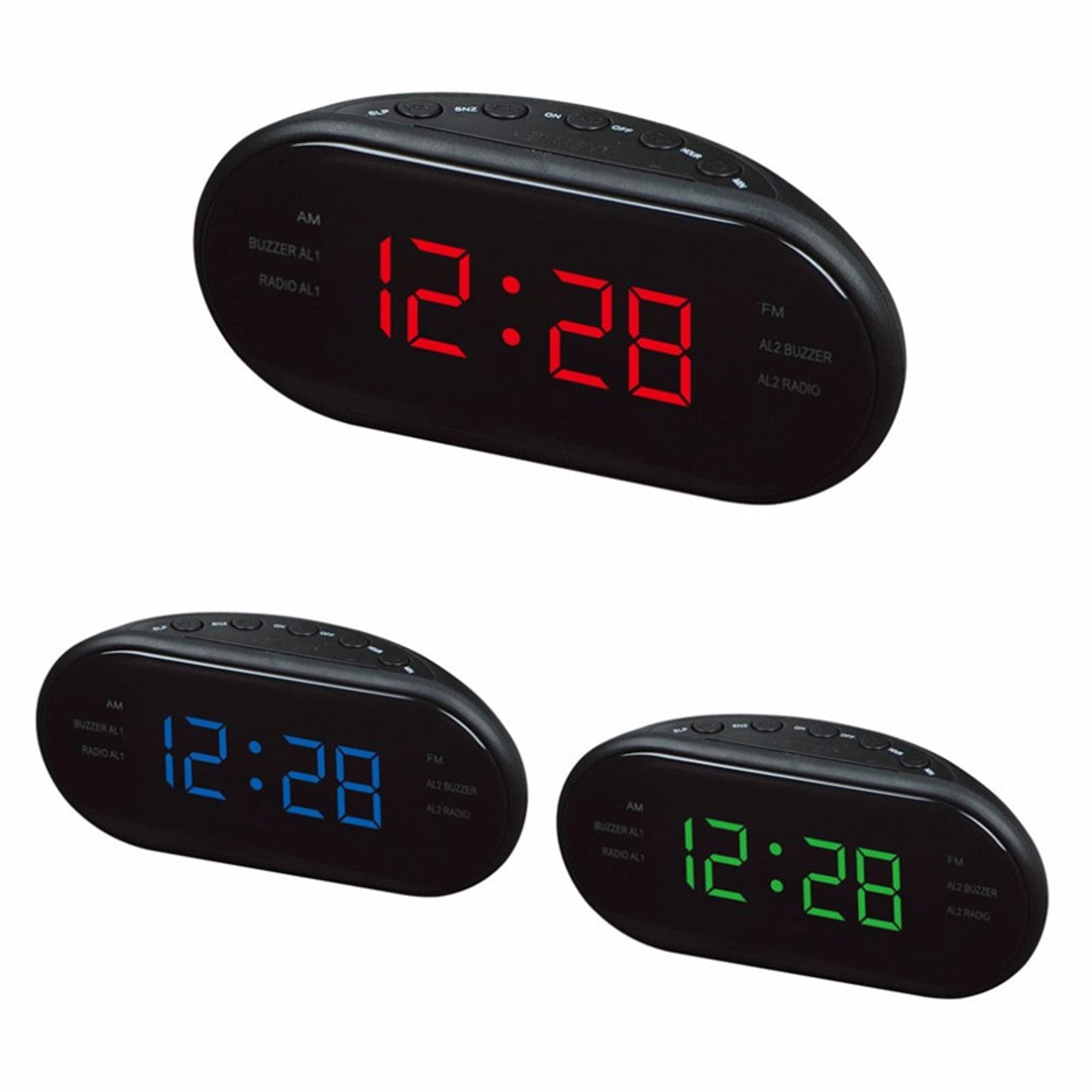 digital alarm clock radio with am fm tuner large led display and snooze for bedroom